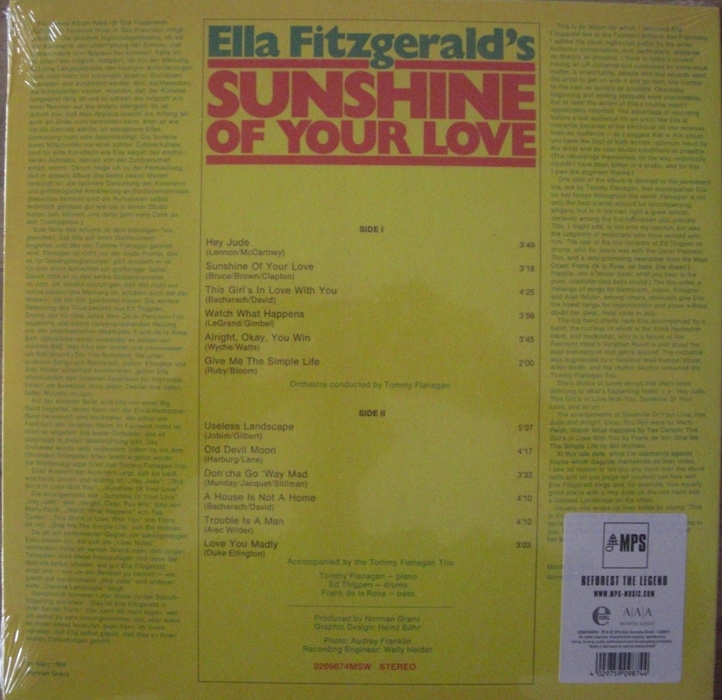 Ella Fitzgerald – Sunshine Of Your Love Vinyl, LP, Album, Reissue
