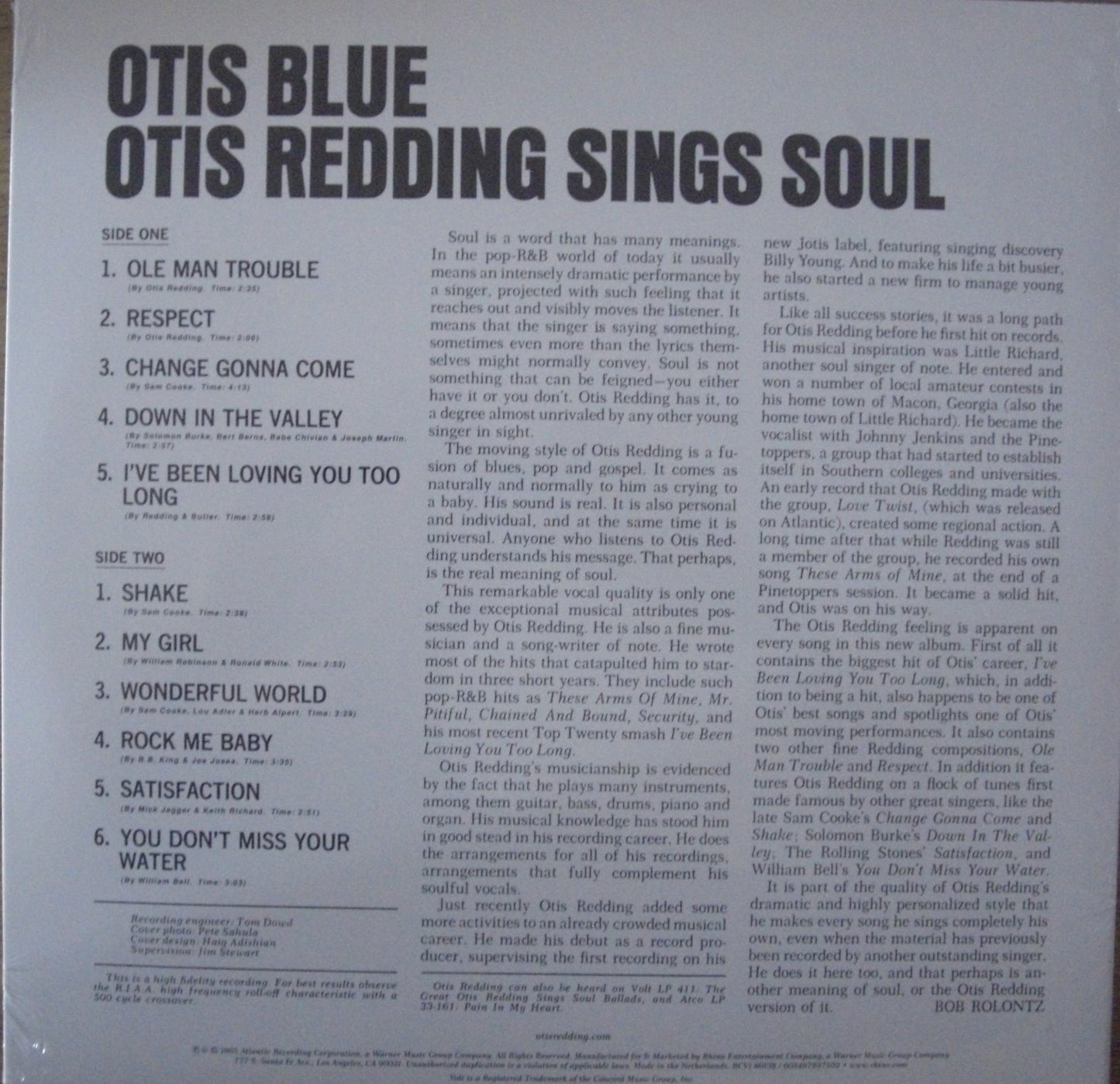 Otis Redding – Otis Blue / Otis Redding Sings Soul Vinyl, LP, Album, Limited Edition, Reissue clear