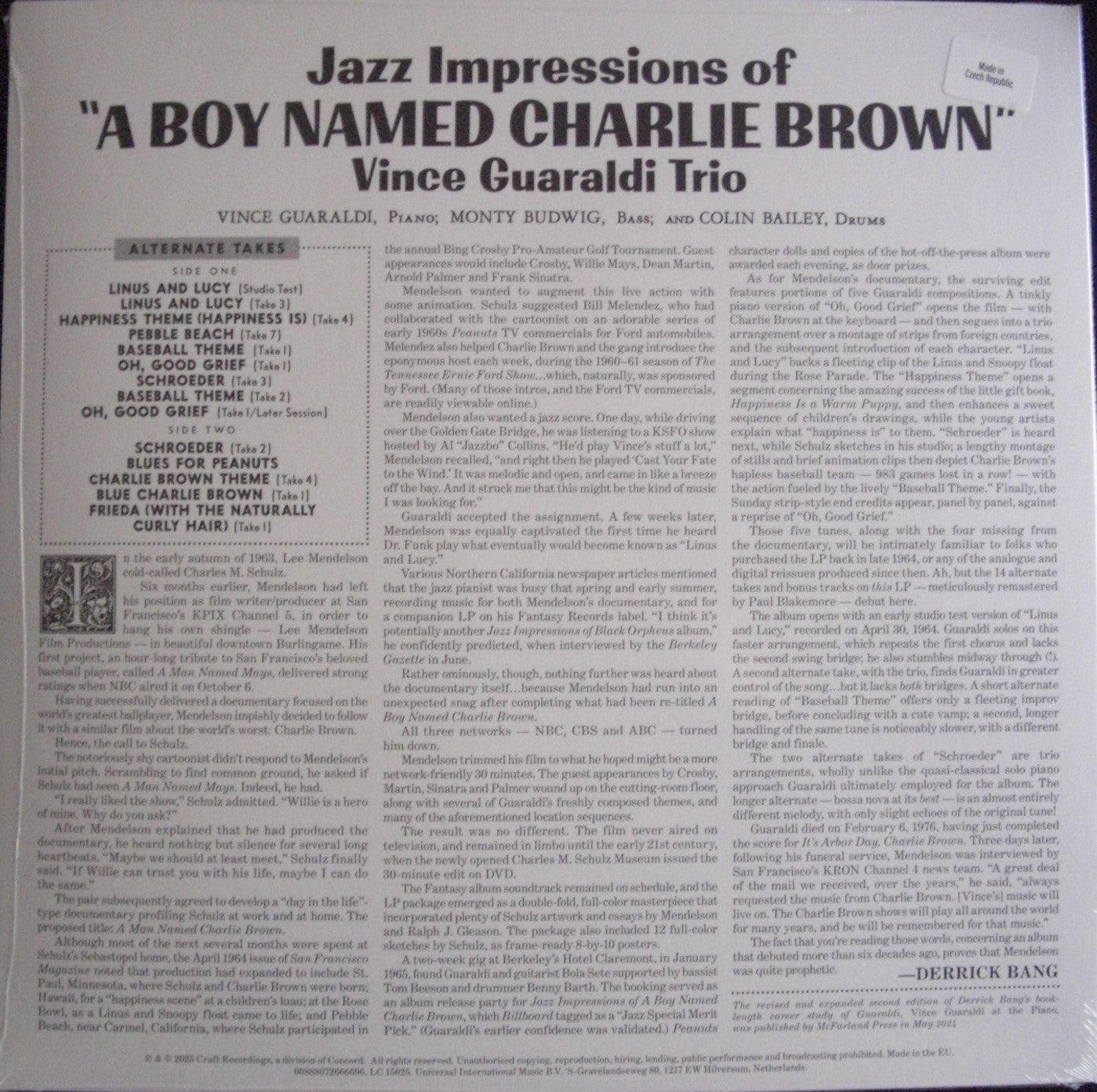 Vince Guaraldi Trio – Jazz Impressions Of "A Boy Named Charlie Brown" (Alternate Takes) Vinyl, LP, Album, Blue RSD 2025
