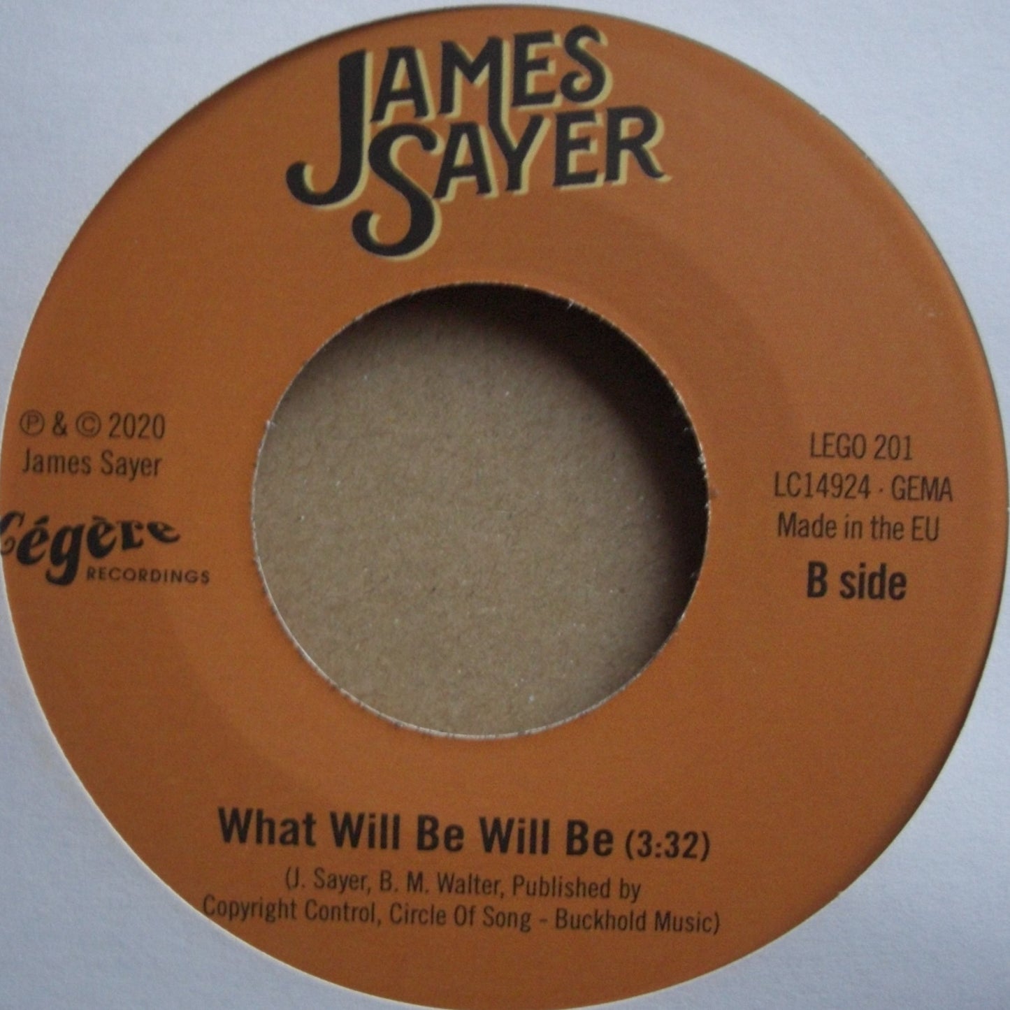 James Sayer – Givin' It All For Free / What Will Be Will Be Vinyl, 7"
