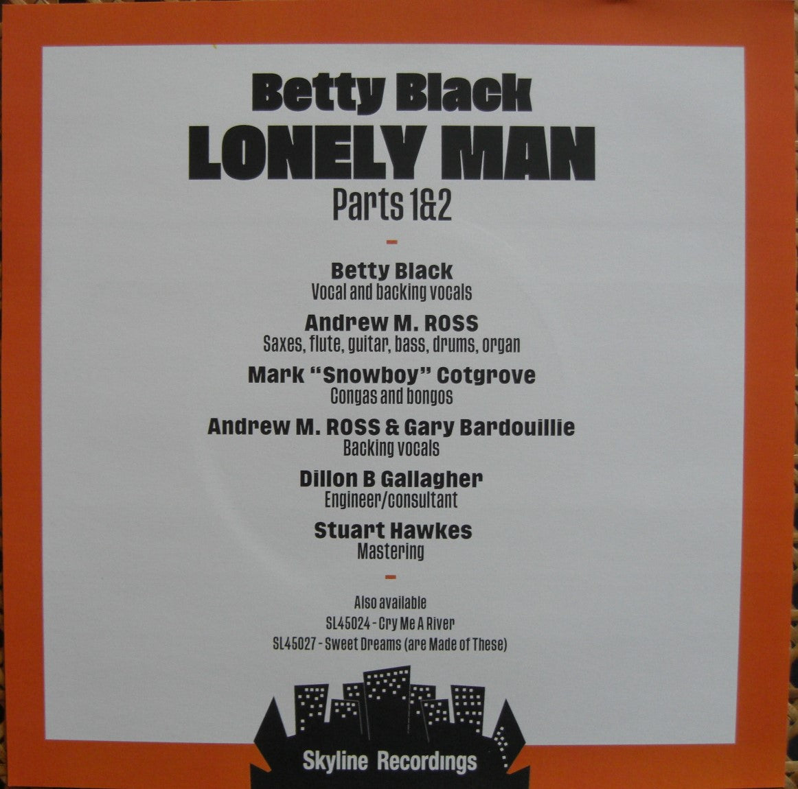 Betty Black – Lonely Man Vinyl, 7"