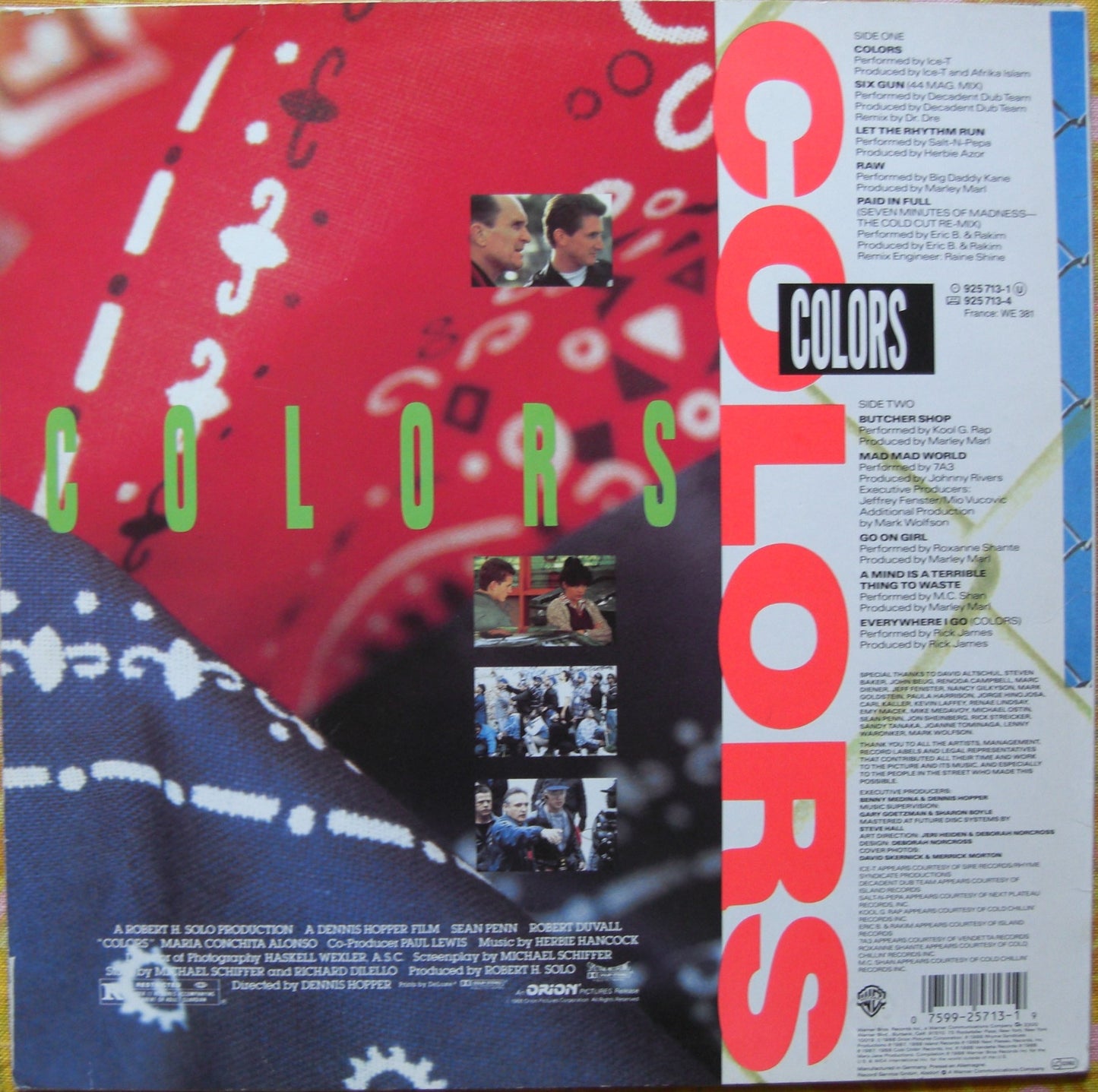 Colors (Original Motion Picture Soundtrack) Vinyl, LP, Album, Compilation EU 1988
