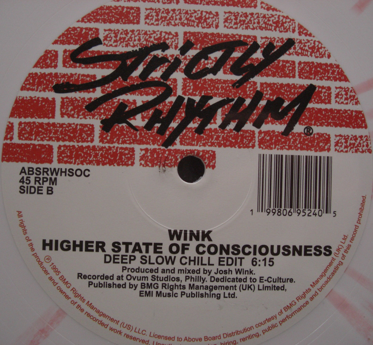Josh Wink (Winx) – Higher State Of Conciousness Vinyl, 12, Repress splattered