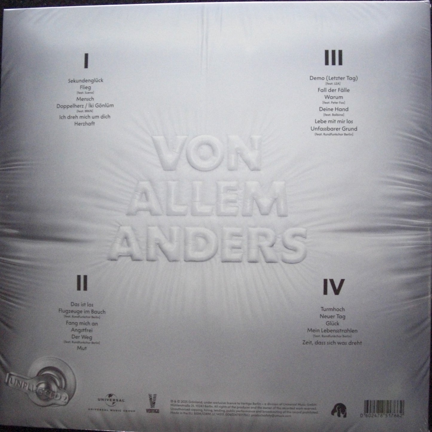 Herbert Grönemeyer – Von Allem Anders (Unplugged No 2) 2x Vinyl, LP, Album black/ white