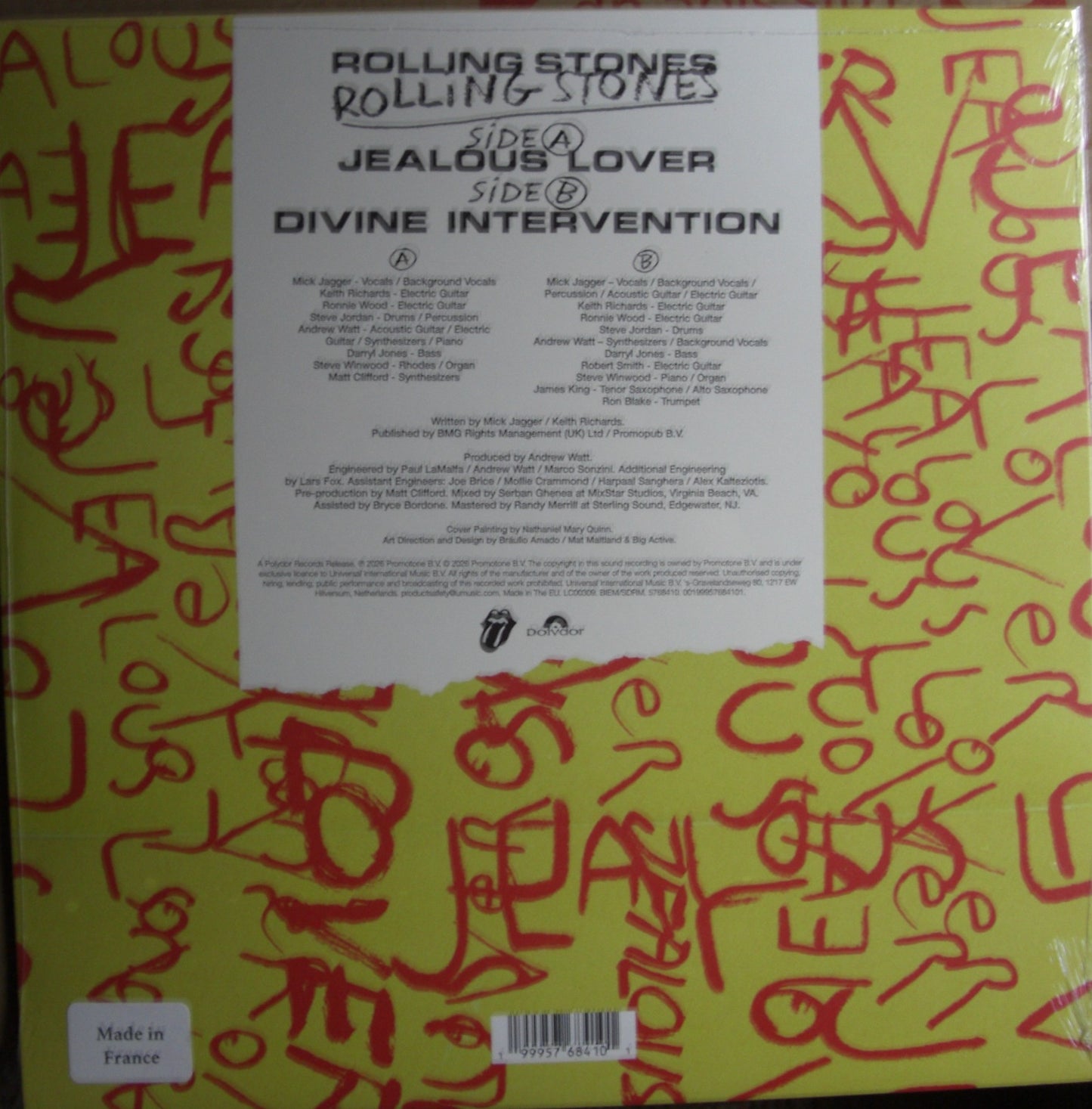 The Rolling Stones – Jealous Lover / Divine Intervention Vinyl, 10", Single green