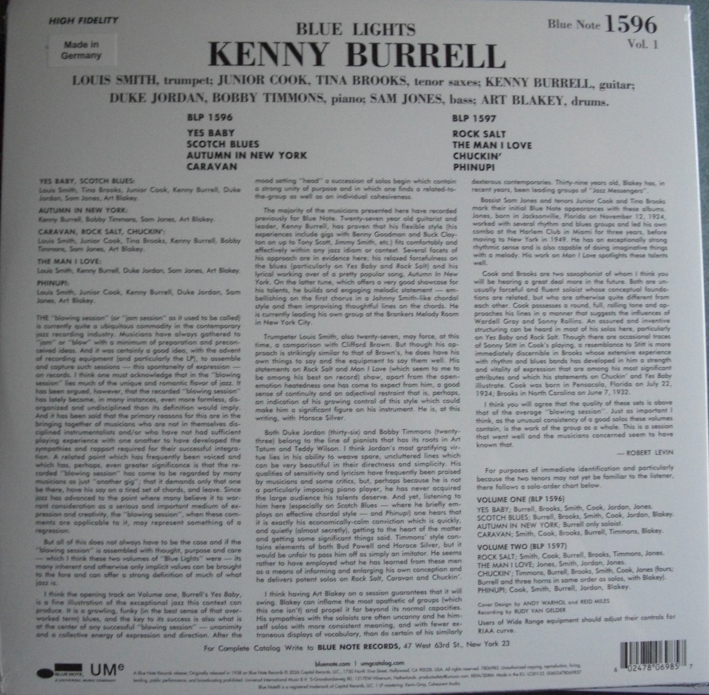 Kenny Burrell – Blue Lights, Vol 1 Vinyl, LP, Album, Reissue, 180g
