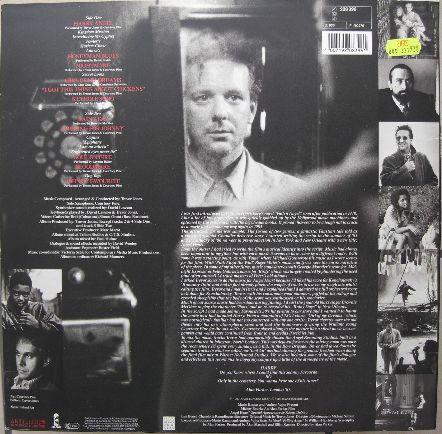 Angel Heart Original Soundtrack Vinyl, LP Album 1987