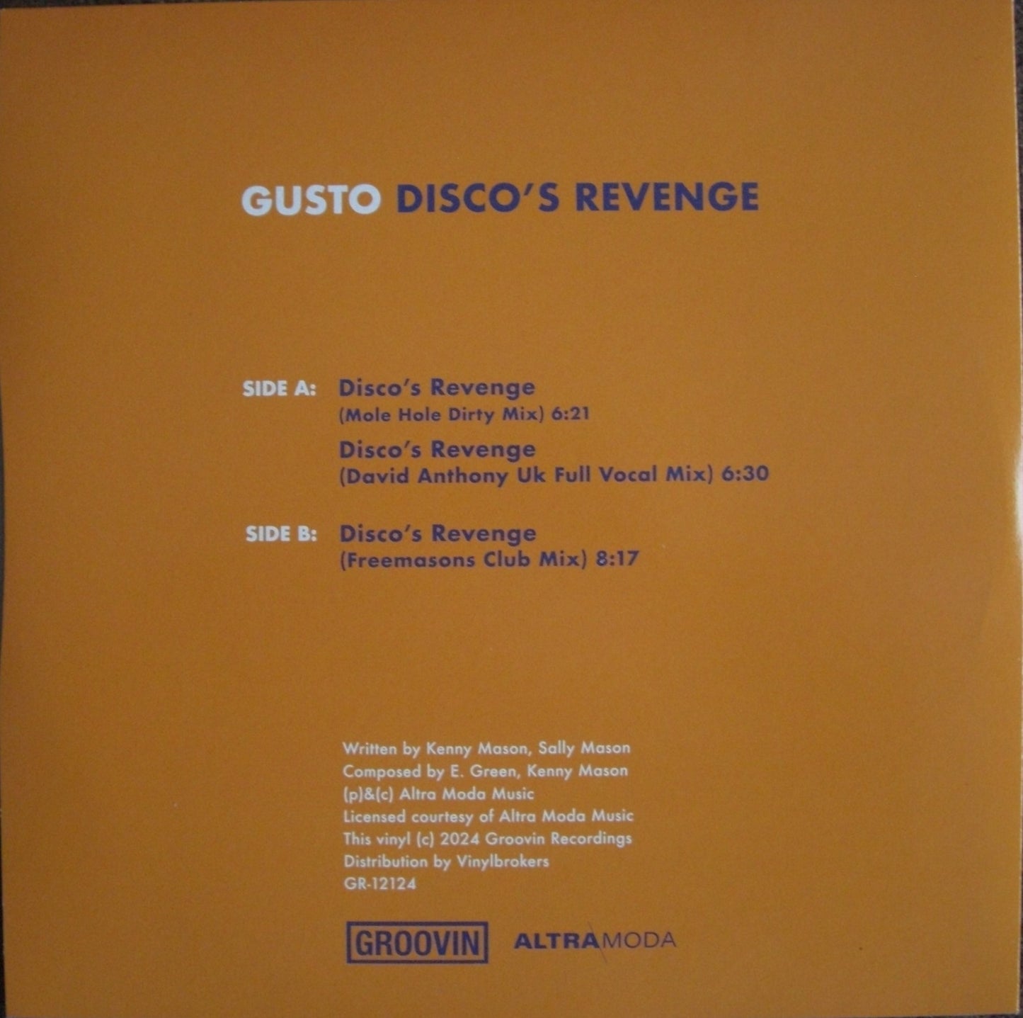 Gusto – Vinilo Disco's Revenge, 12" azul