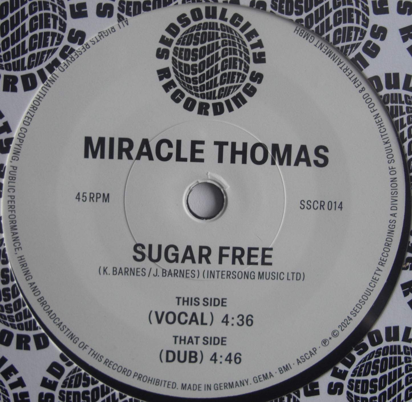 Miracle Thomas & Rob Hardt - Sugar Free Vinyl, 7"