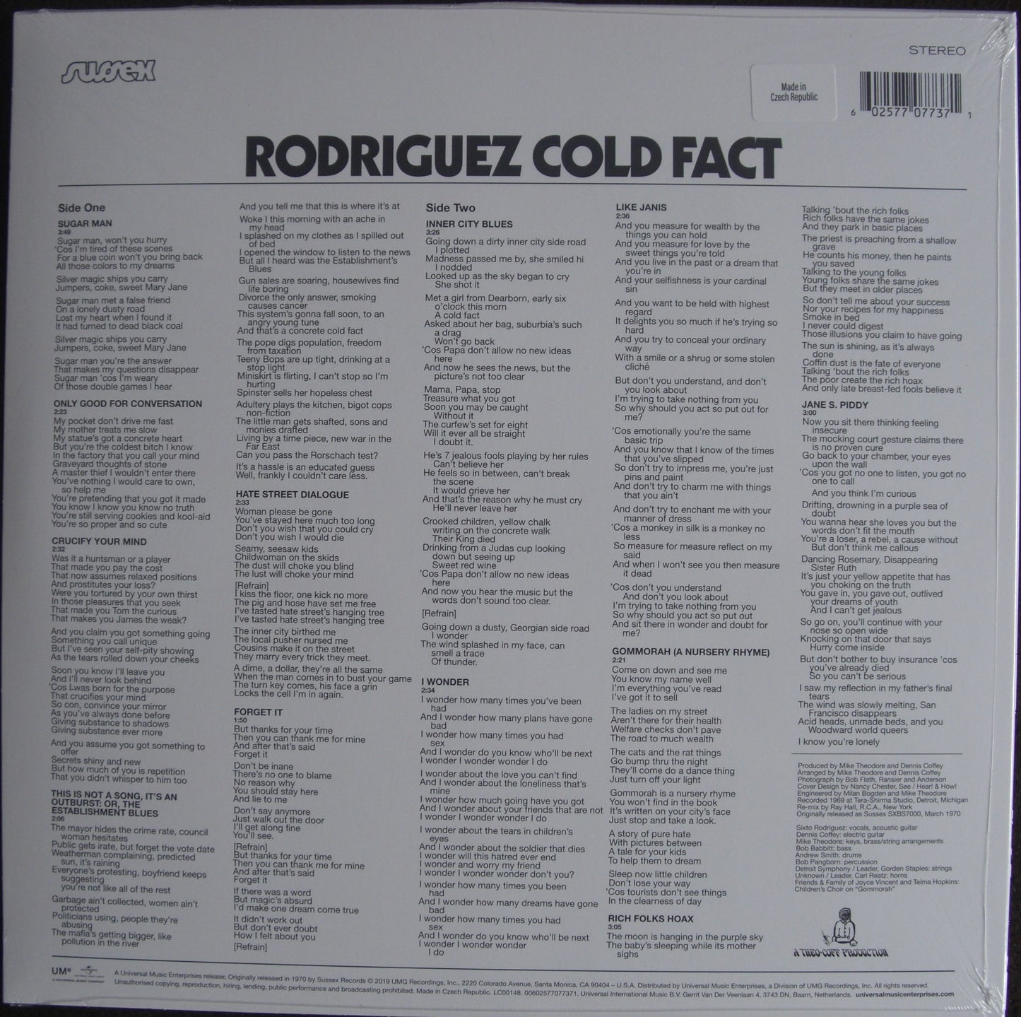 Sixto Rodriguez - Cold Fact Vinyl, LP, Album, Reissue