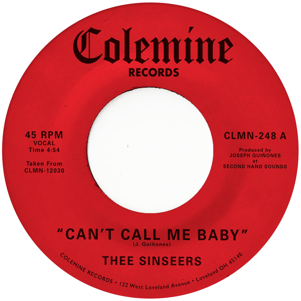 Thee Sinseers – Can't Call Me Baby / Take A Chance Vinyl, 7" red