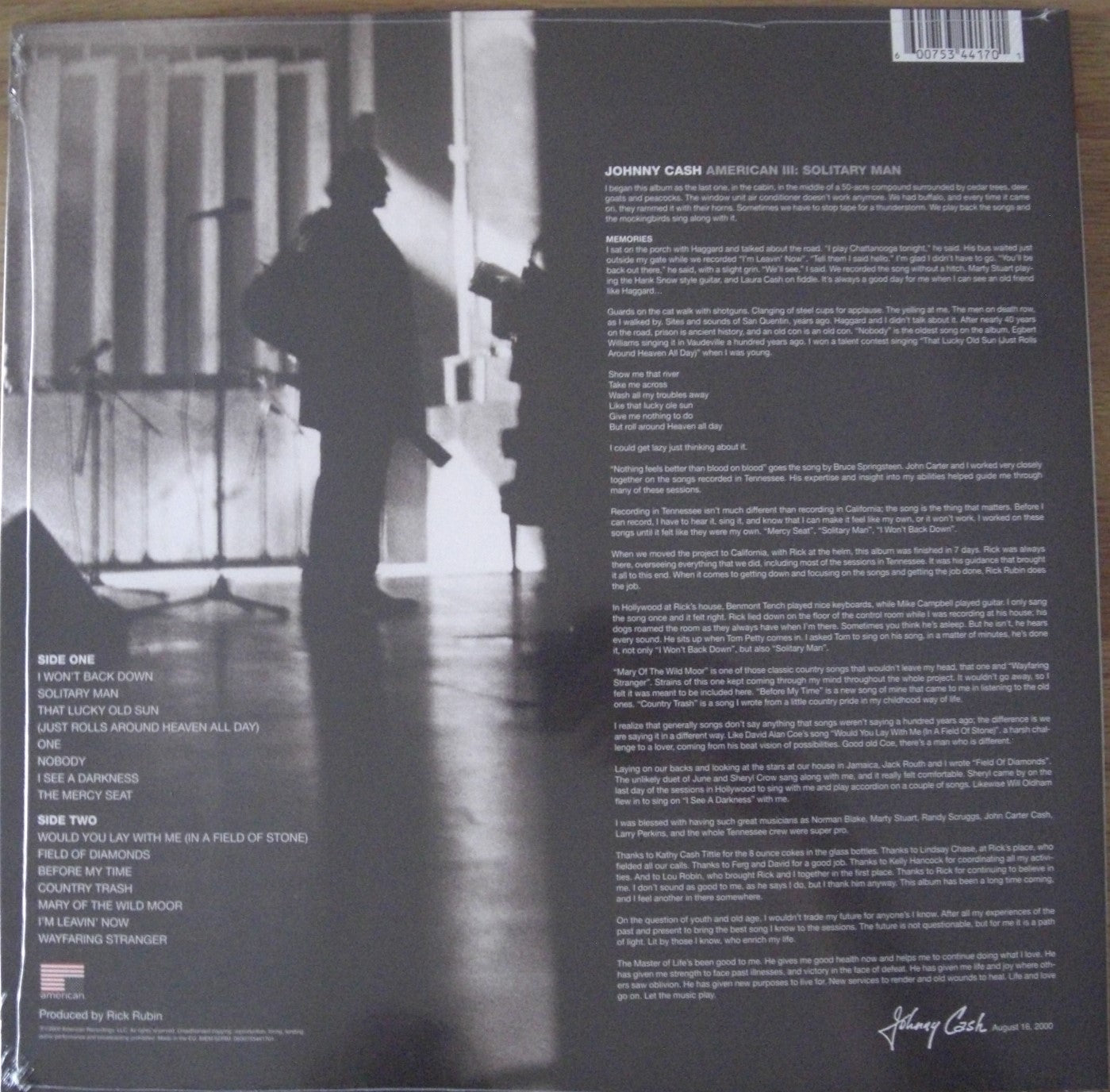 Johnny Cash – American III: Solitary Man Vinyl, LP, Album, Repress