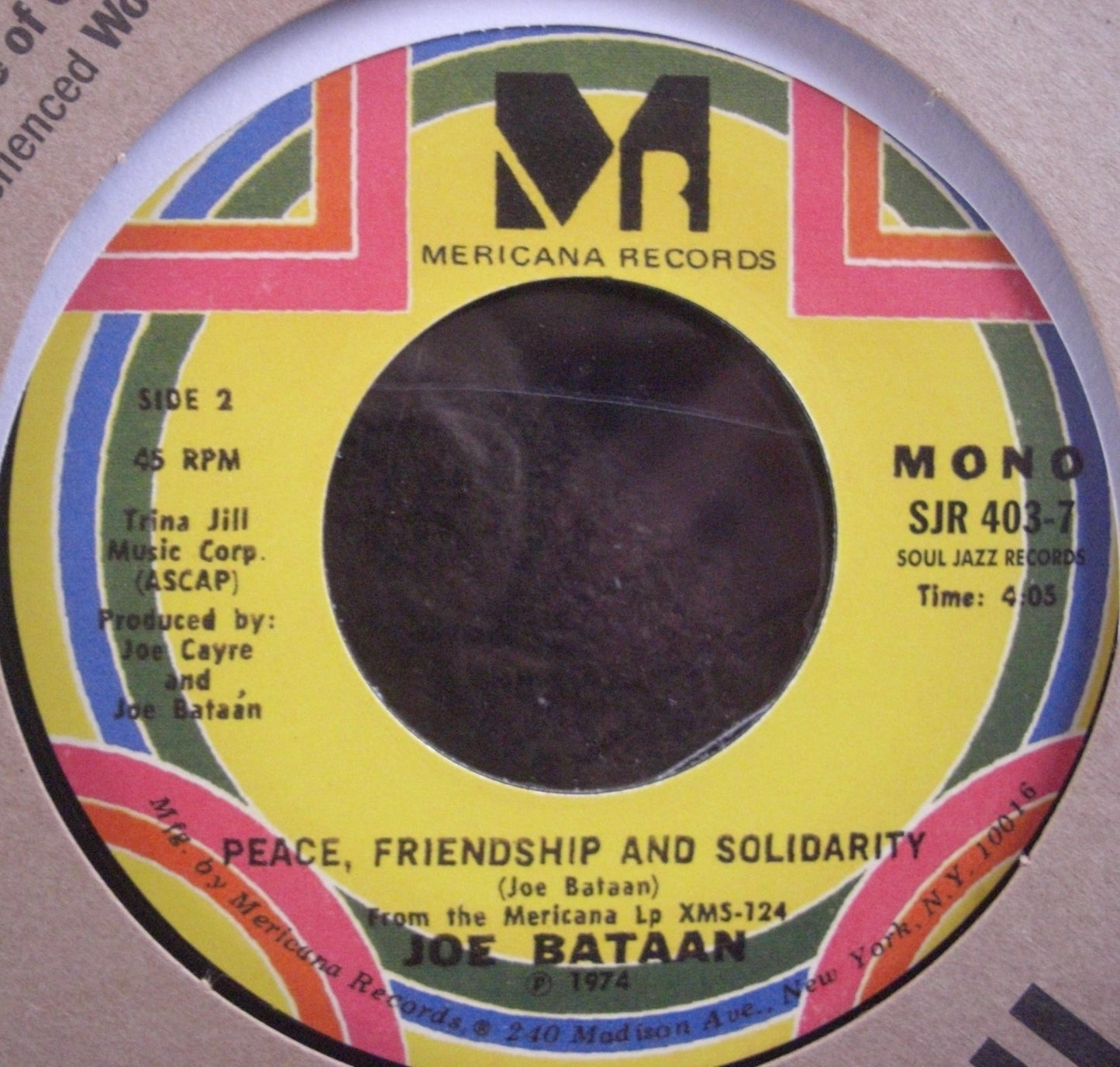 Joe Bataan – Latin Strut / Peace, Friendship And Solidarity Vinyl, 7"