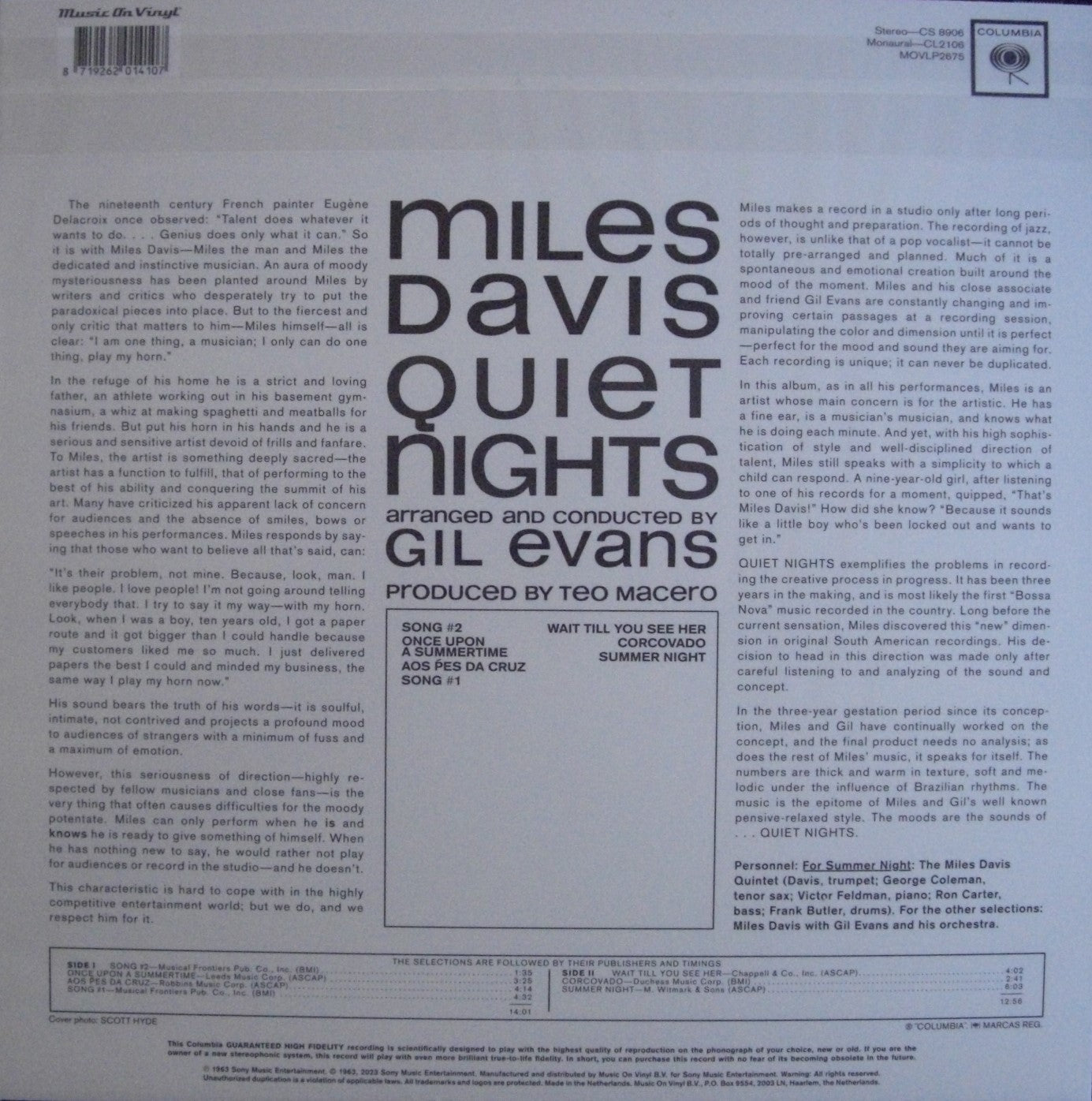 Miles Davis – Quiet Nights Vinyl, LP, Album, Reissue