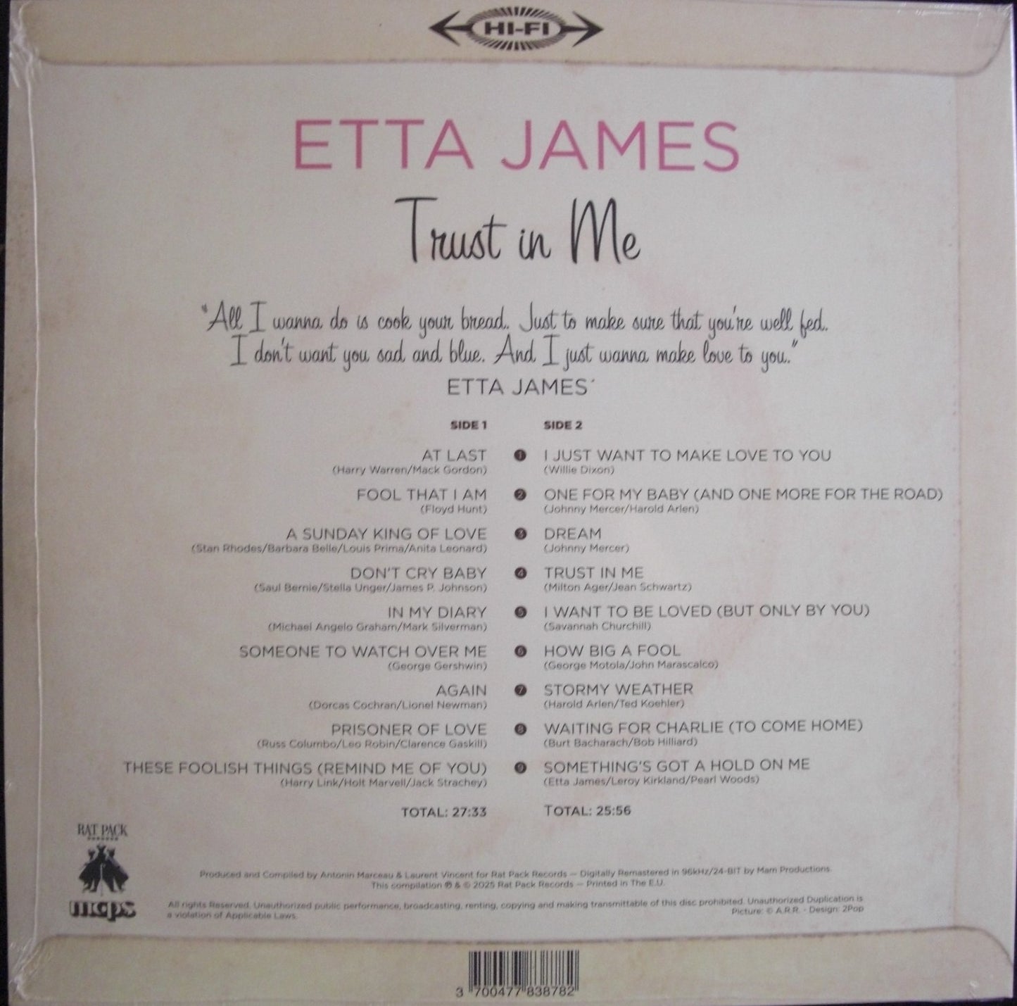 Etta James ‎– Trust In Me Vinyl, LP, Compilation, Limited Edt RSD 2025