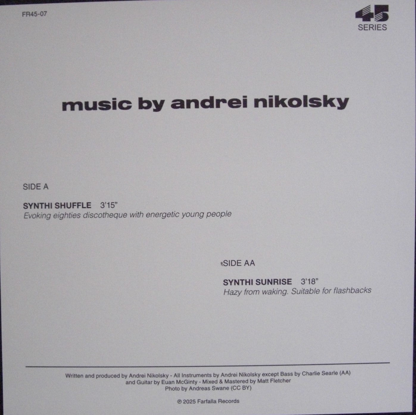 Andrei Nikolsky – Synthi Shuffle / Synthi Sunrise Vinyl, 7"
