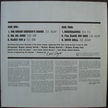 Jimmy Smith Kenny Burrell Grady Tate - Organ Grinder Swing Vinyl, LP, Album