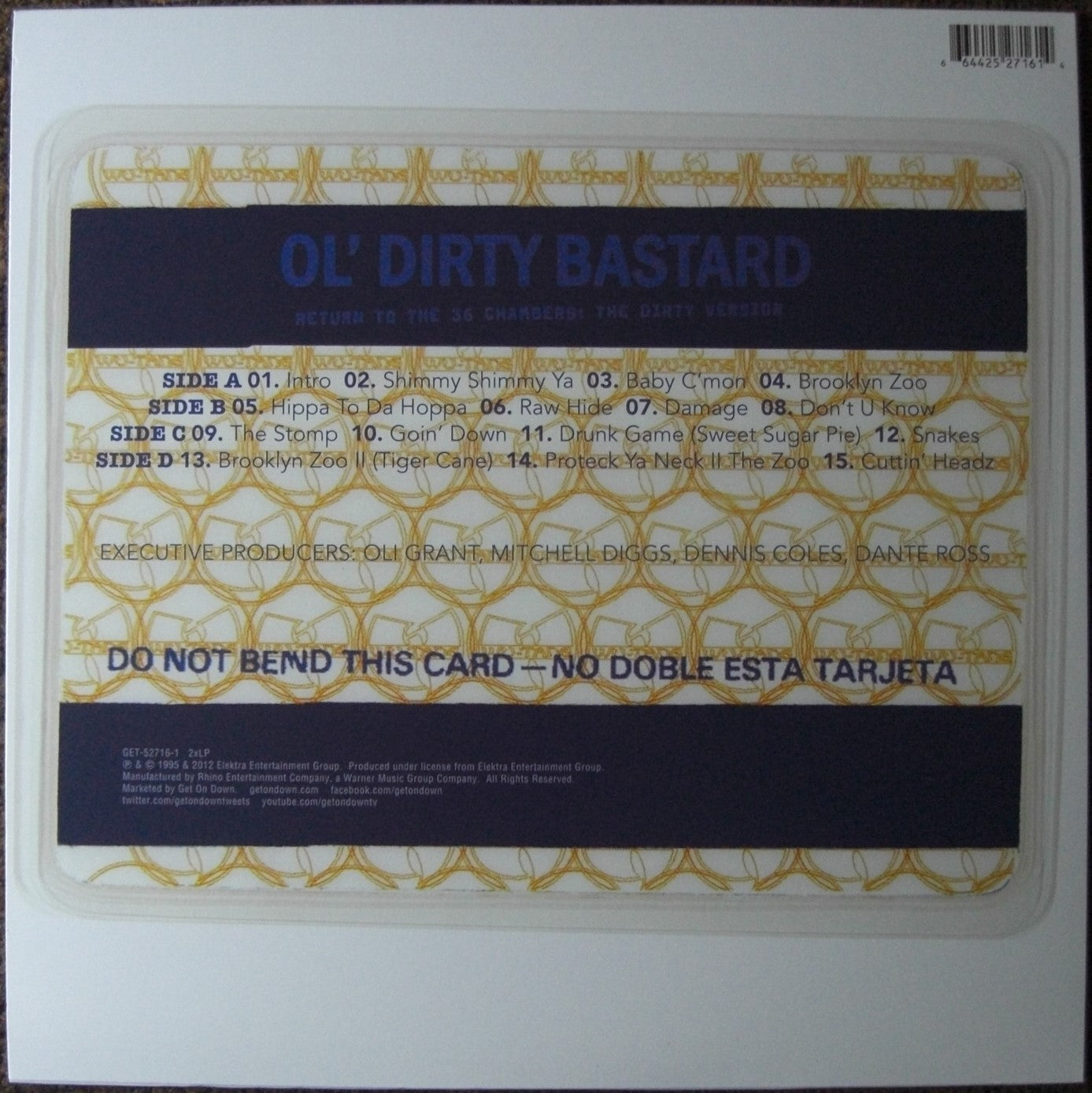 Ol' Dirty Bastard – Return To The 36 Chambers: The Dirty Version 2x Vinilo, LP, Álbum EE. UU. 2012