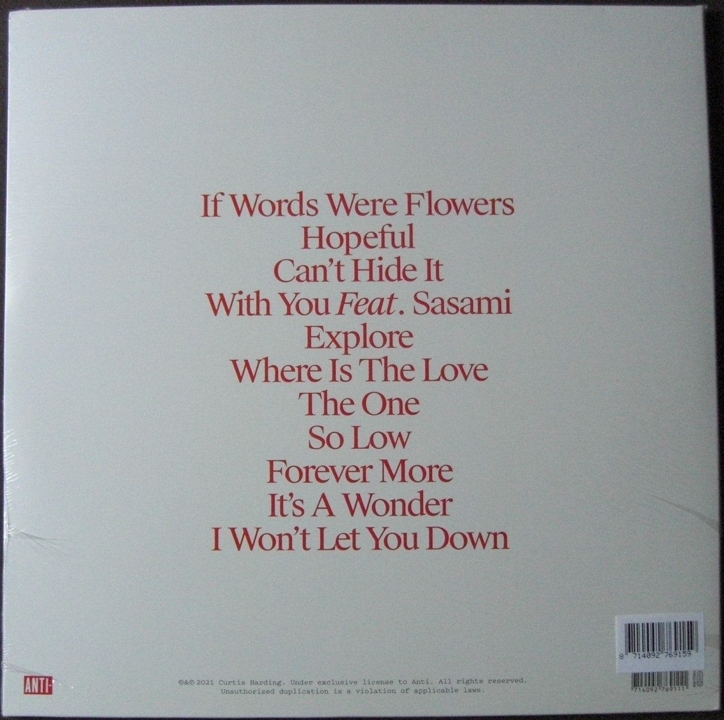 Curtis Harding – If Words Were Flowers Vinyl, LP, Album, Limited Edt white