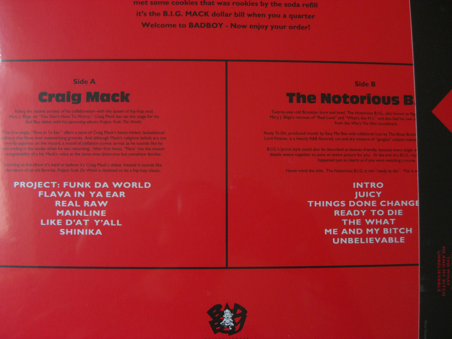 Craig Mack / The Notorious B.I.G. – B.I.G. Mack Vinyl, LP, Sampler RSD 2019 + Tape