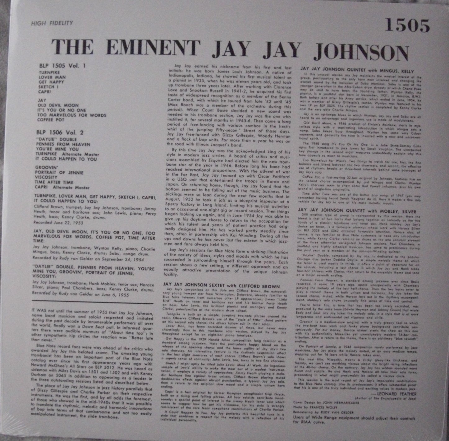 J.J. Johnson - The Eminent Jay Jay Johnson Volume 1 Vinyl, LP, Compilation, Reissue