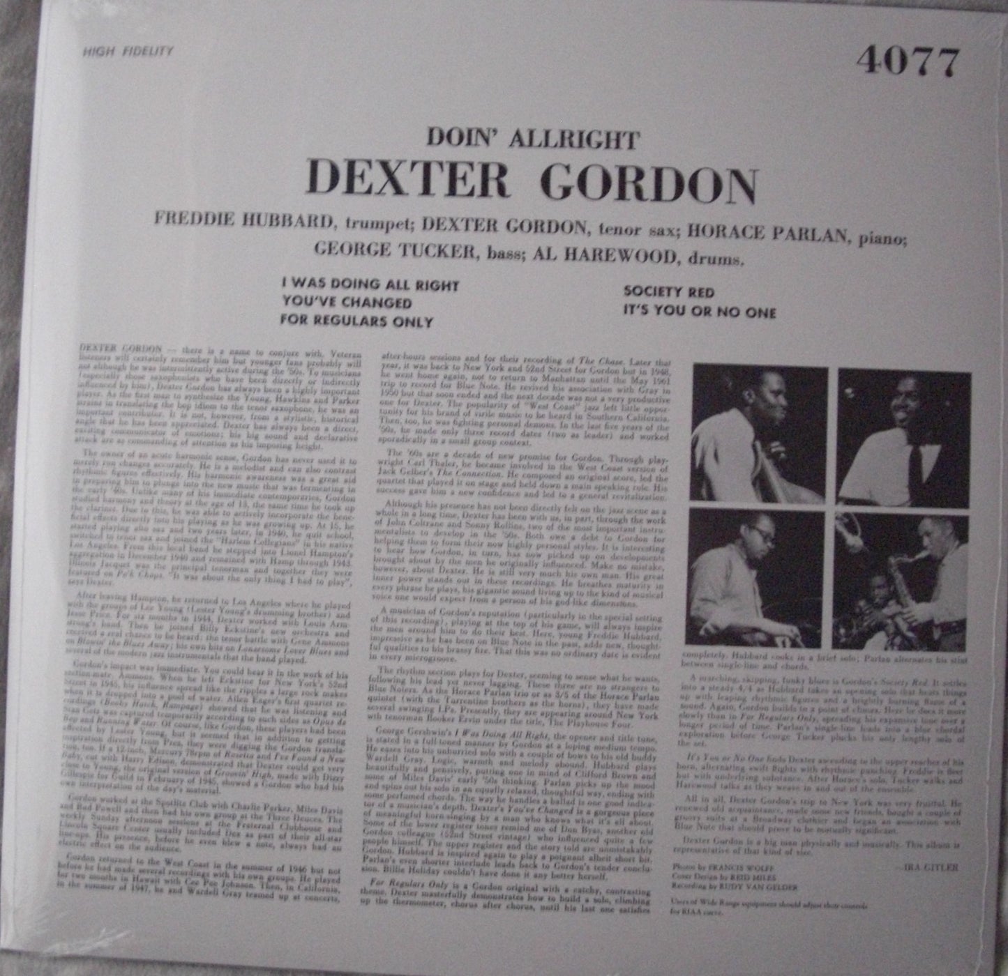 Dexter Gordon – Doin' Alright Vinyl, LP, Album, Reissue