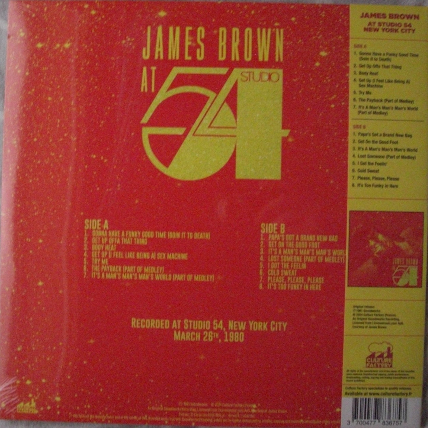 James Brown – At Studio 54 Vinyl, LP, Compilation, Limited Edt red