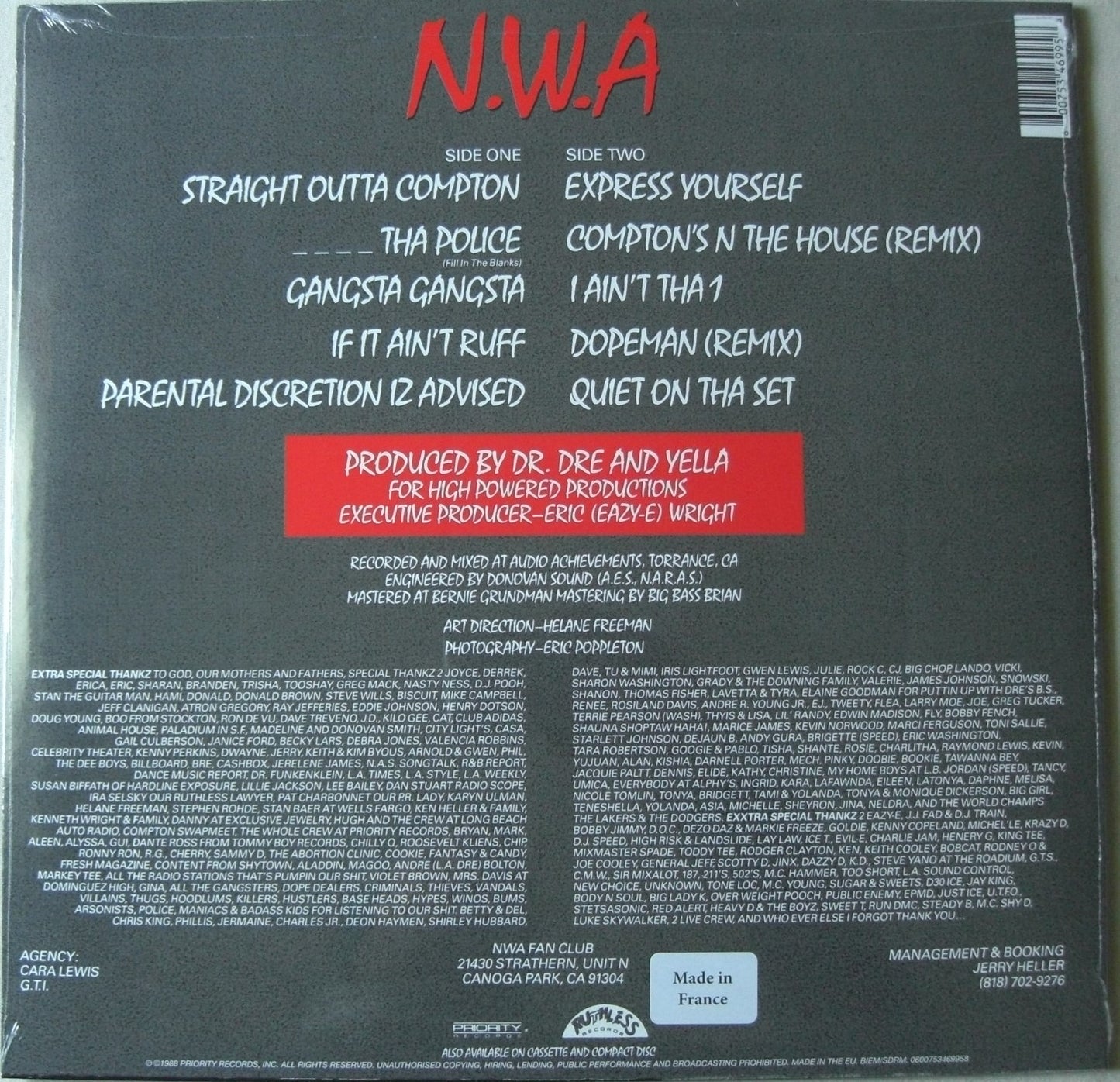 N.W.A. – Straight Outta Compton Vinyl, LP, Album, Reissue