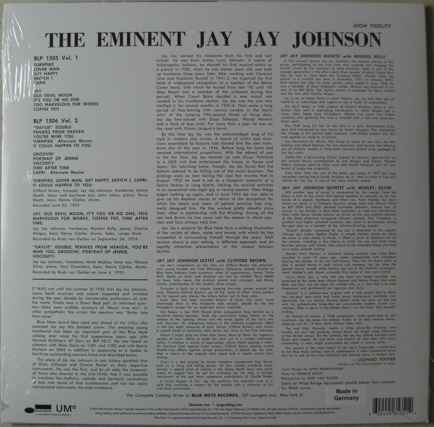 J. J. Johnson – The Eminent Jay Jay Johnson Volume 1 Vinyl, LP, Compilation