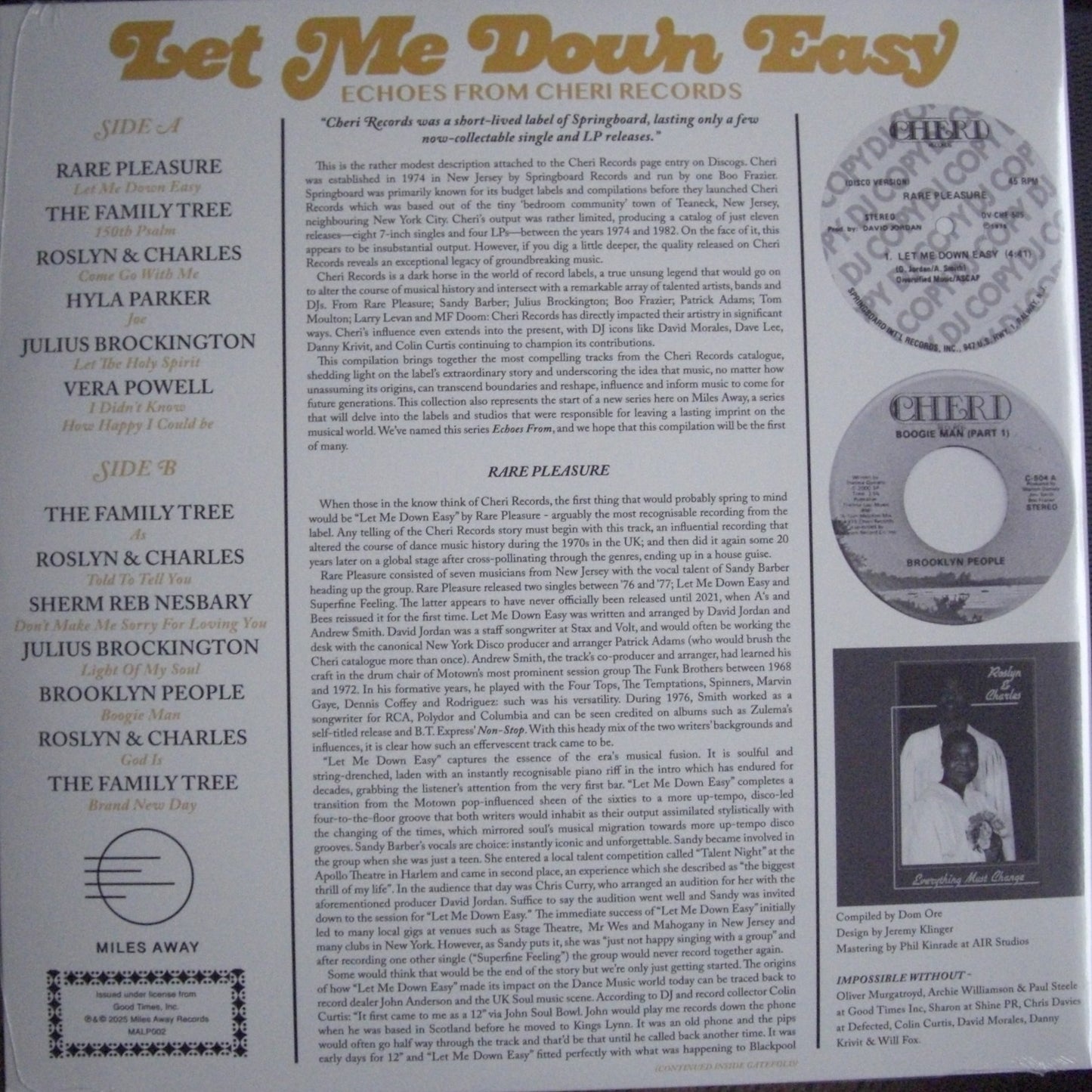 Various – Let Me Down Easy - Echoes From Cheri Records Vinyl, LP, Compilation