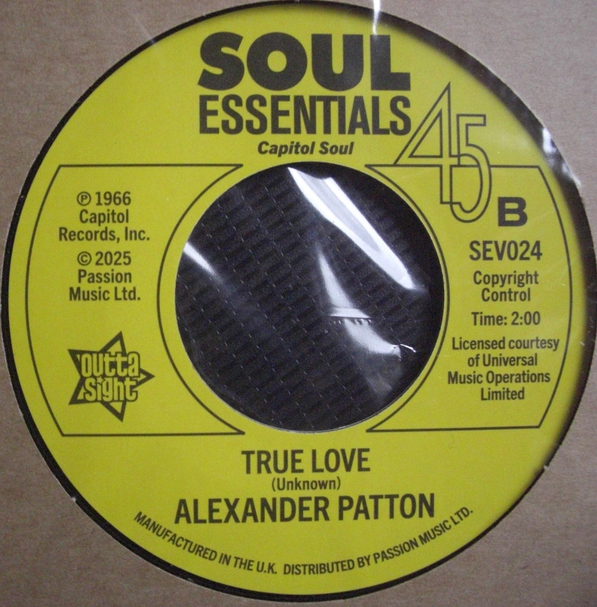 Alexander Patton Singer Alexander Patton – A Lil Lovin' Sometimes / True Love Vinyl, 7