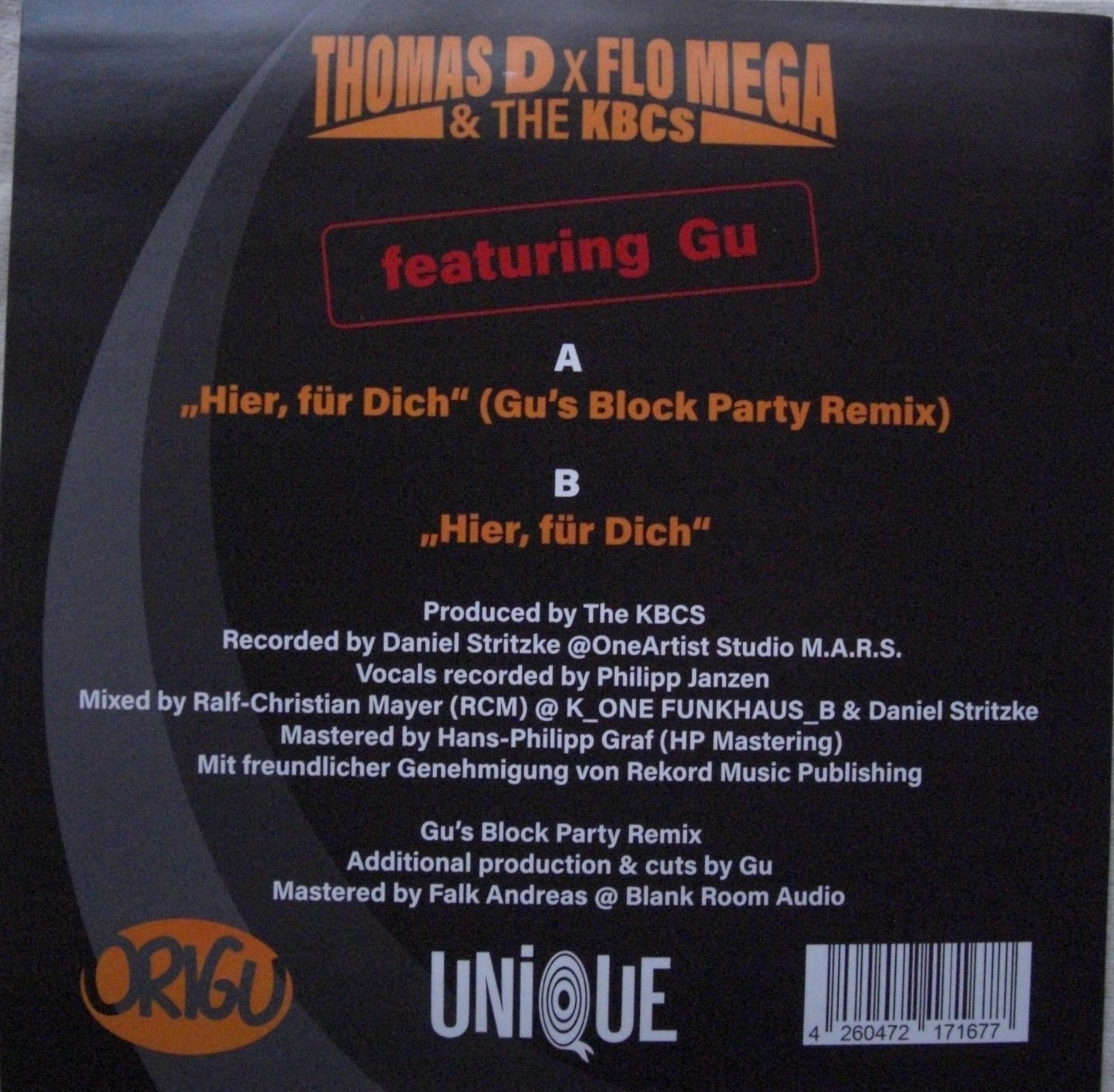 Thomas D x Flo Mega & The KBCS feat. Gu - Hier, Für Dich Vinyl, 7" Limited