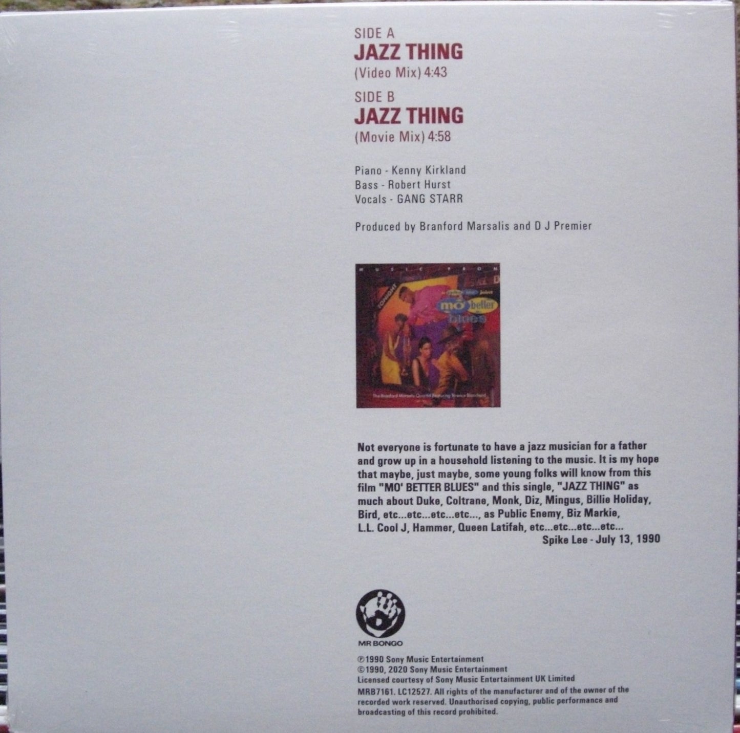 Gang Starr – Jazz Thing Vinyl, 7", Single, Reissue