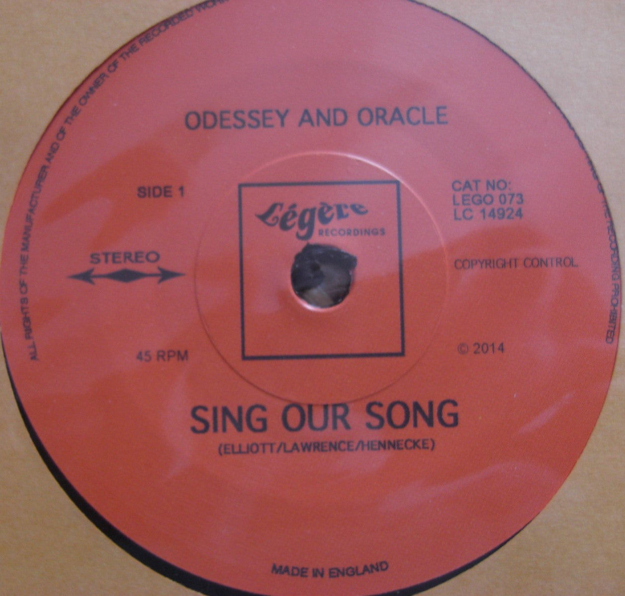 Odessey And Oracle – Sing Our Song Vinyl, 7"
