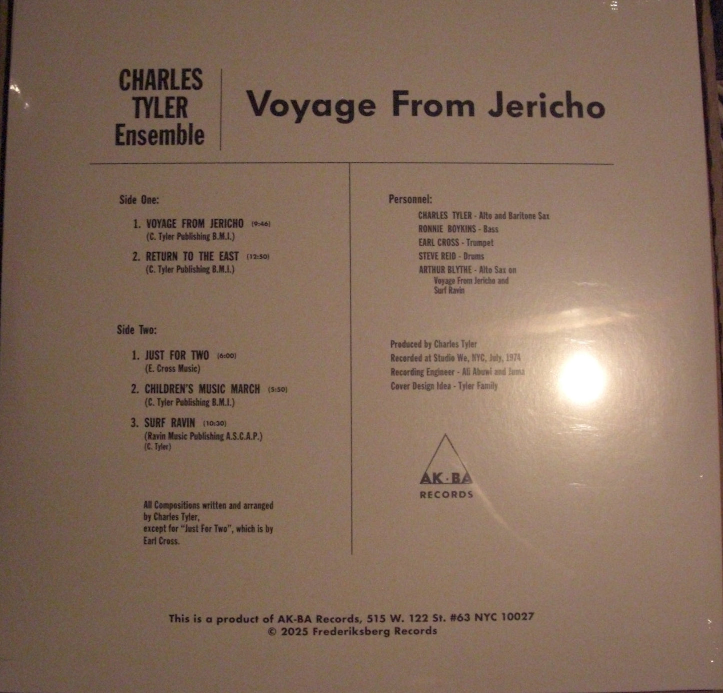 Charles Tyler Ensemble - Voyage From Jericho Vinyl, LP, Album, Reissue