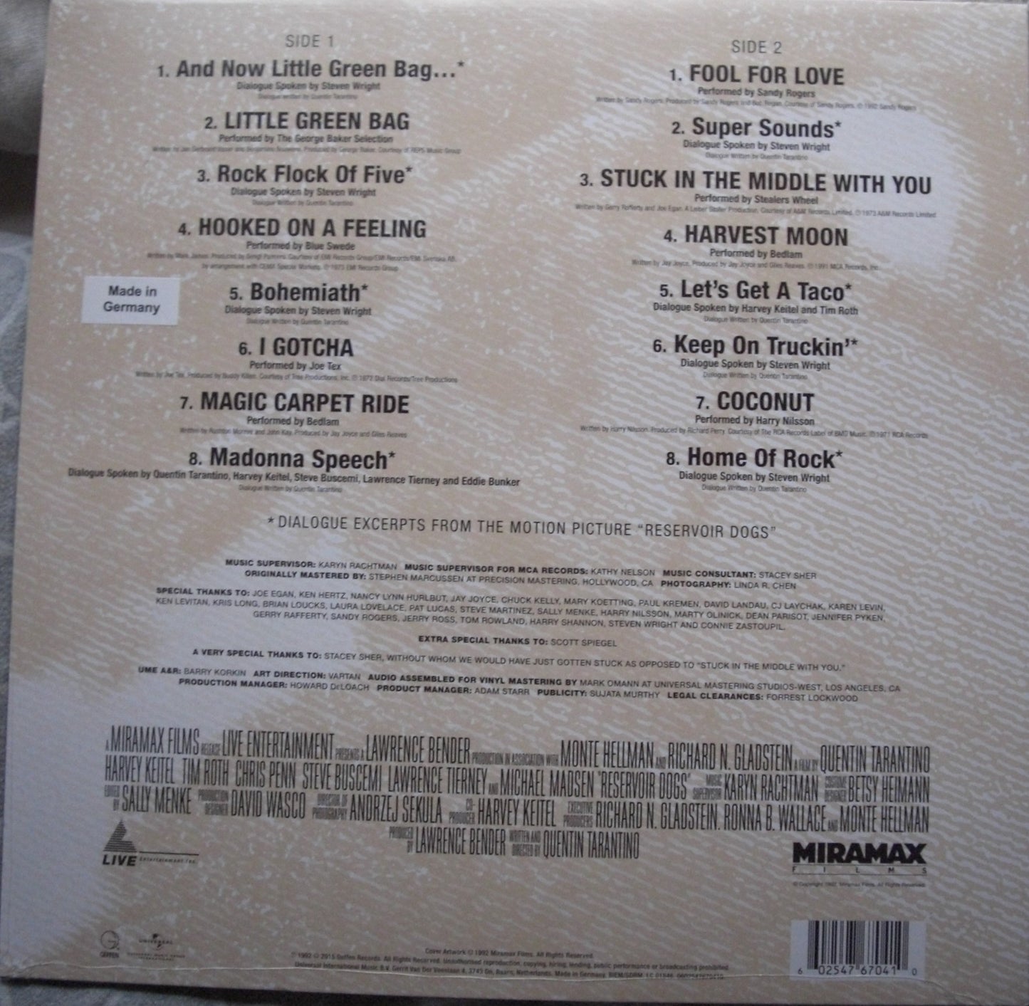 Various – Reservoir Dogs (Original Motion Picture Soundtrack) Vinyl, LP, Compilation, Reissue