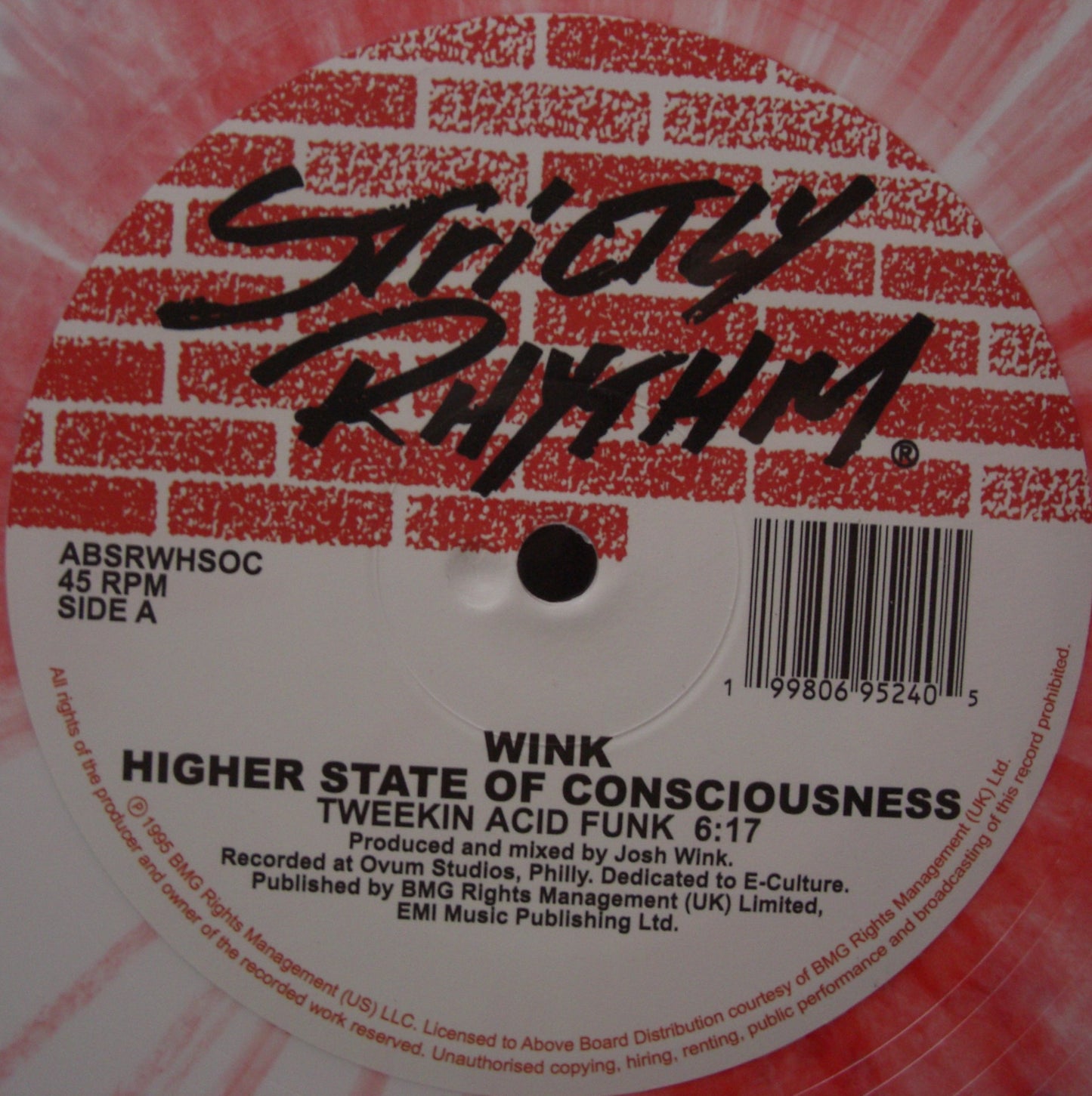 Josh Wink (Winx) – Higher State Of Conciousness Vinyl, 12, Repress splattered