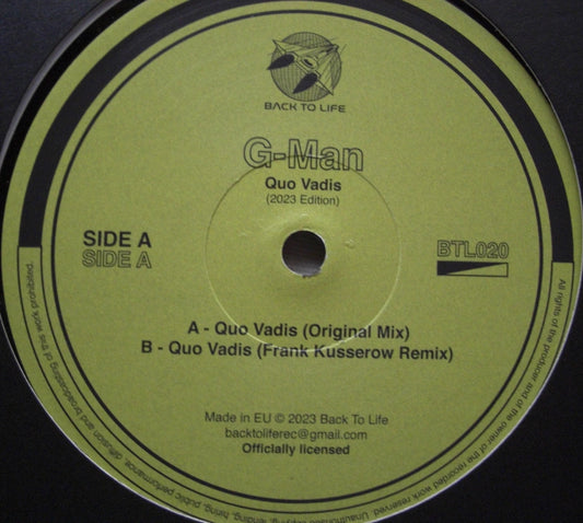 G-Man – Quo Vadis Vinyl, 12", Reissue