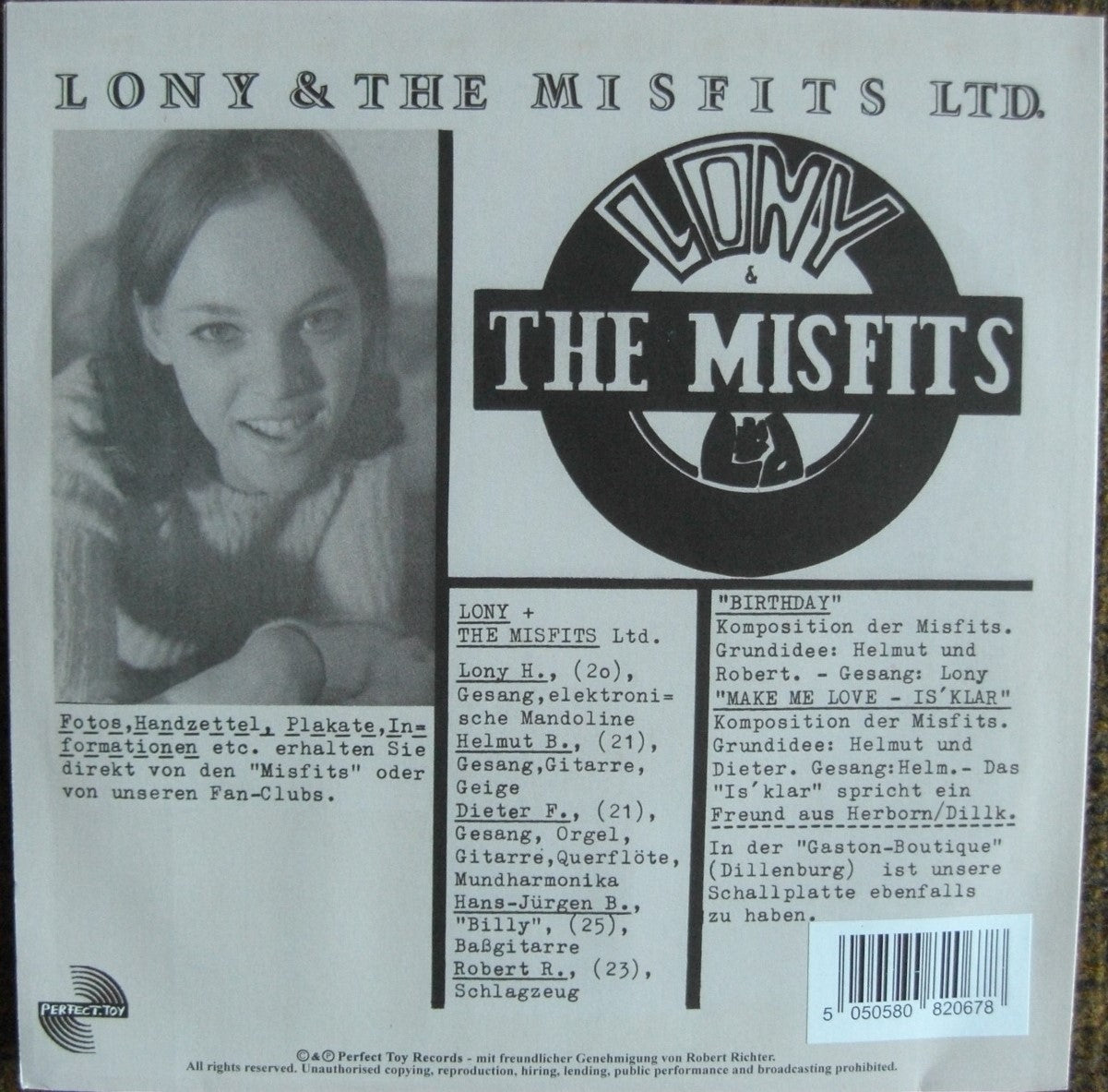 Lony + The Misfits Ltd. – Make Me Love (Is' Klar) / Birthday Vinyl, 7"
