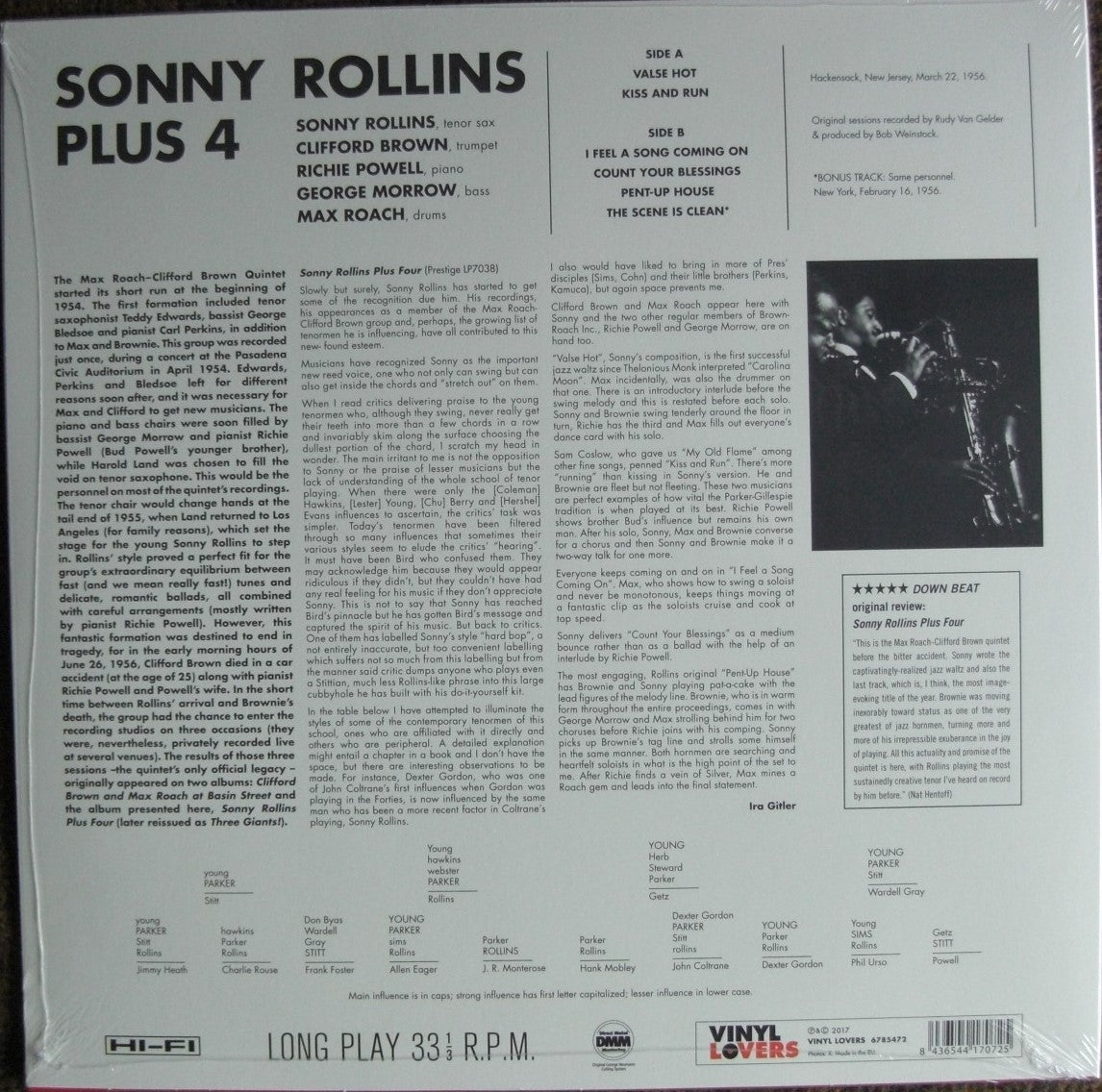 Sonny Rollins, Clifford Brown, Max Roach, Richie Powell, George Morrow – Sonny Rollins Plus 4 Vinyl, LP, Album, Reissue