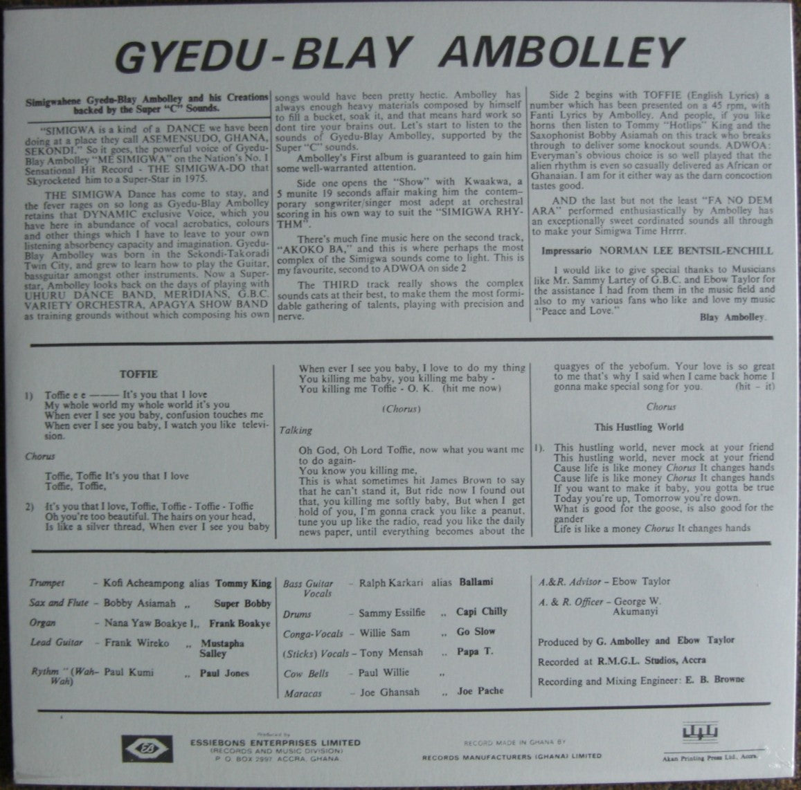 Gyedu Blay Ambolley - Simigwa Vinyl, LP, Album