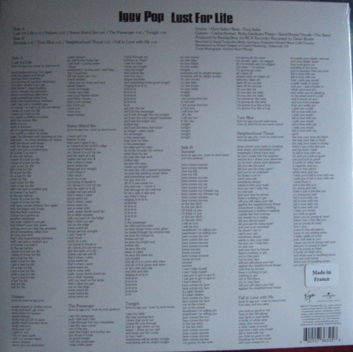 Iggy Pop – Lust For Life Vinyl, LP, Album, Reissue