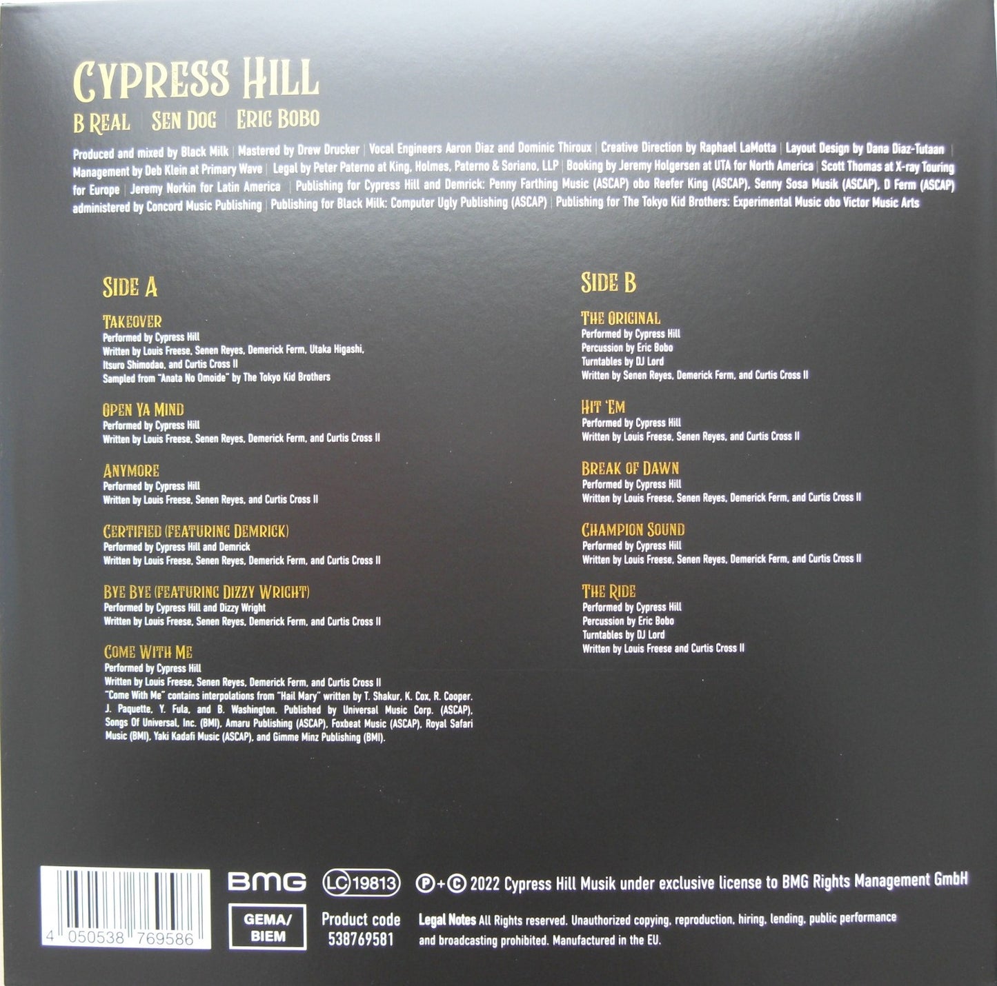Cypress Hill – Back In Black Vinyl, LP, Album