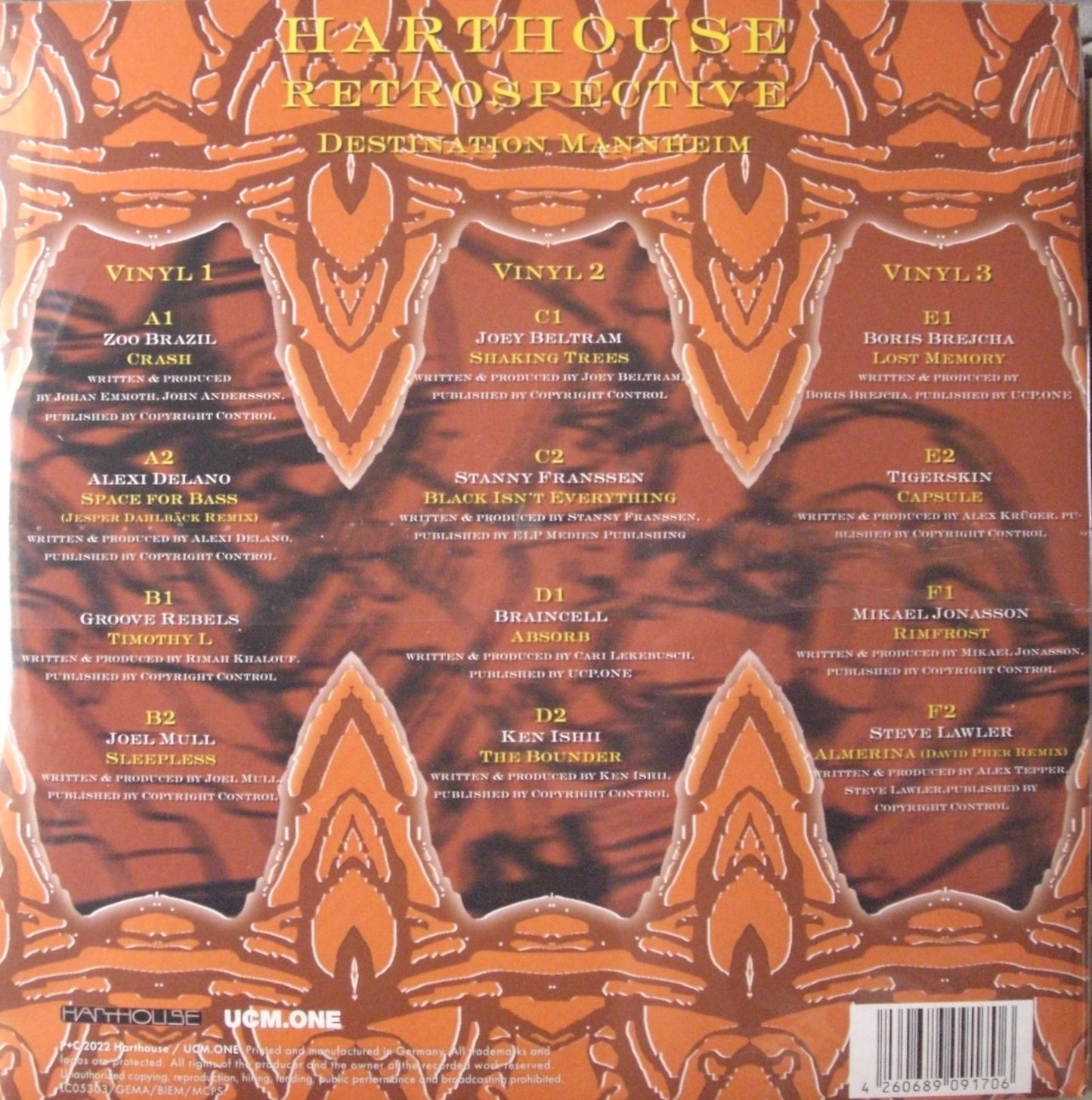 Various – Harthouse Retrospective (Destination Mannheim) 3x Vinyl, LP, Compilation, Limited Edt orange/black