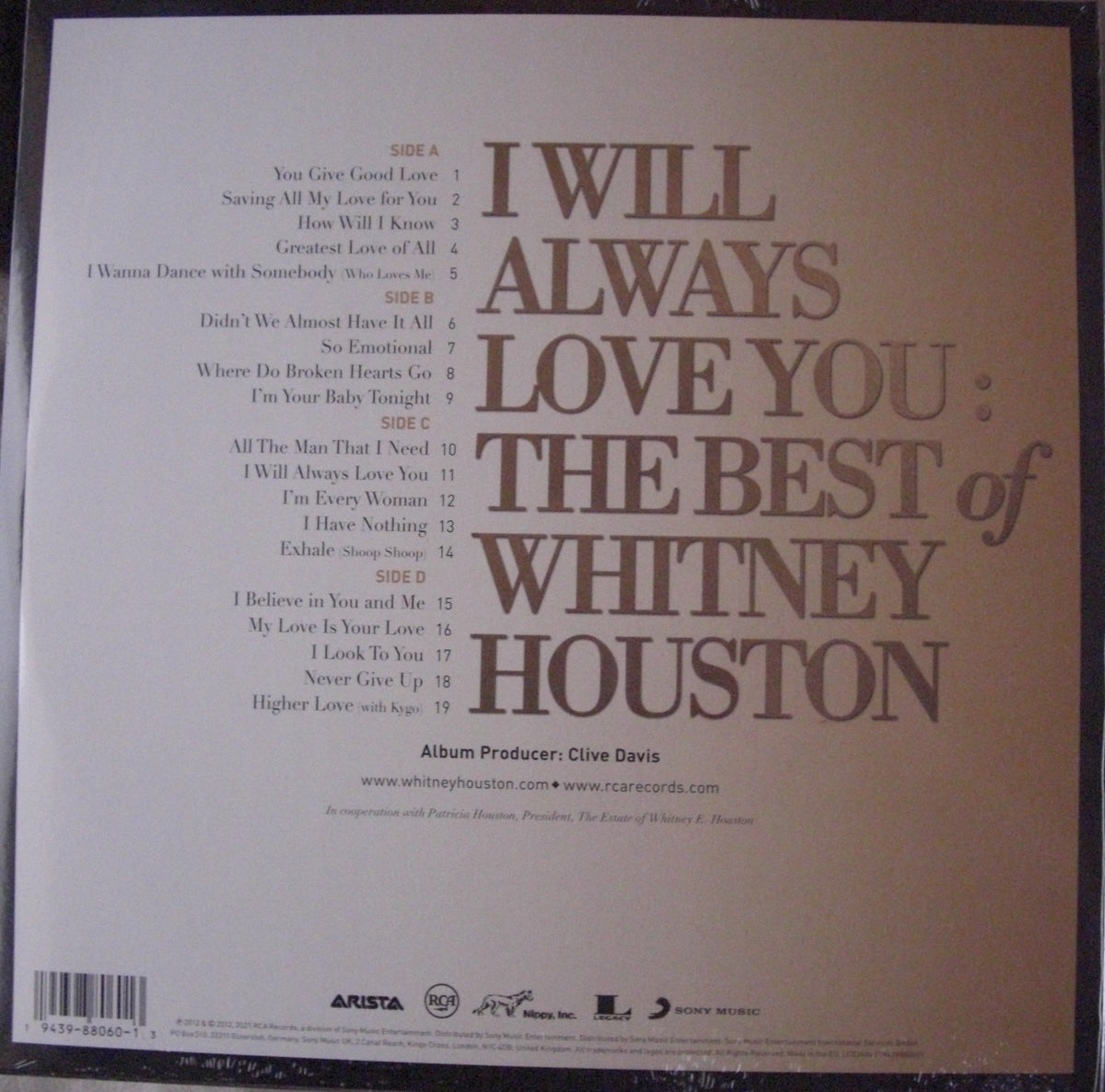 Whitney Houston – I Will Always Love You: The Best Of Whitney Houston 2x Vinyl, LP, Compilation, Reissue
