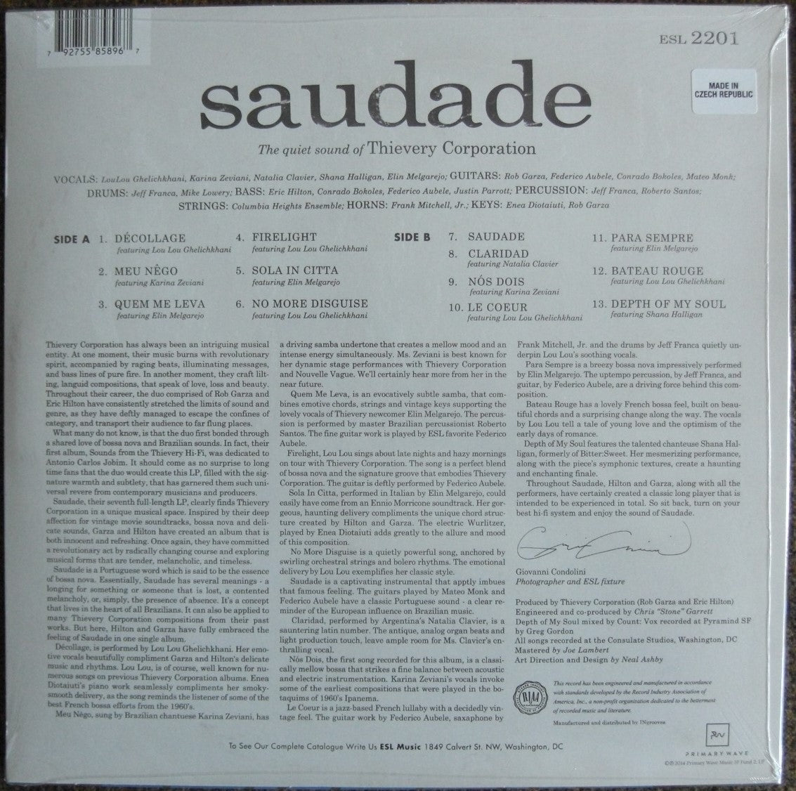 Thievery Corporation – Saudade Vinilo, LP, Álbum, Reedición verde