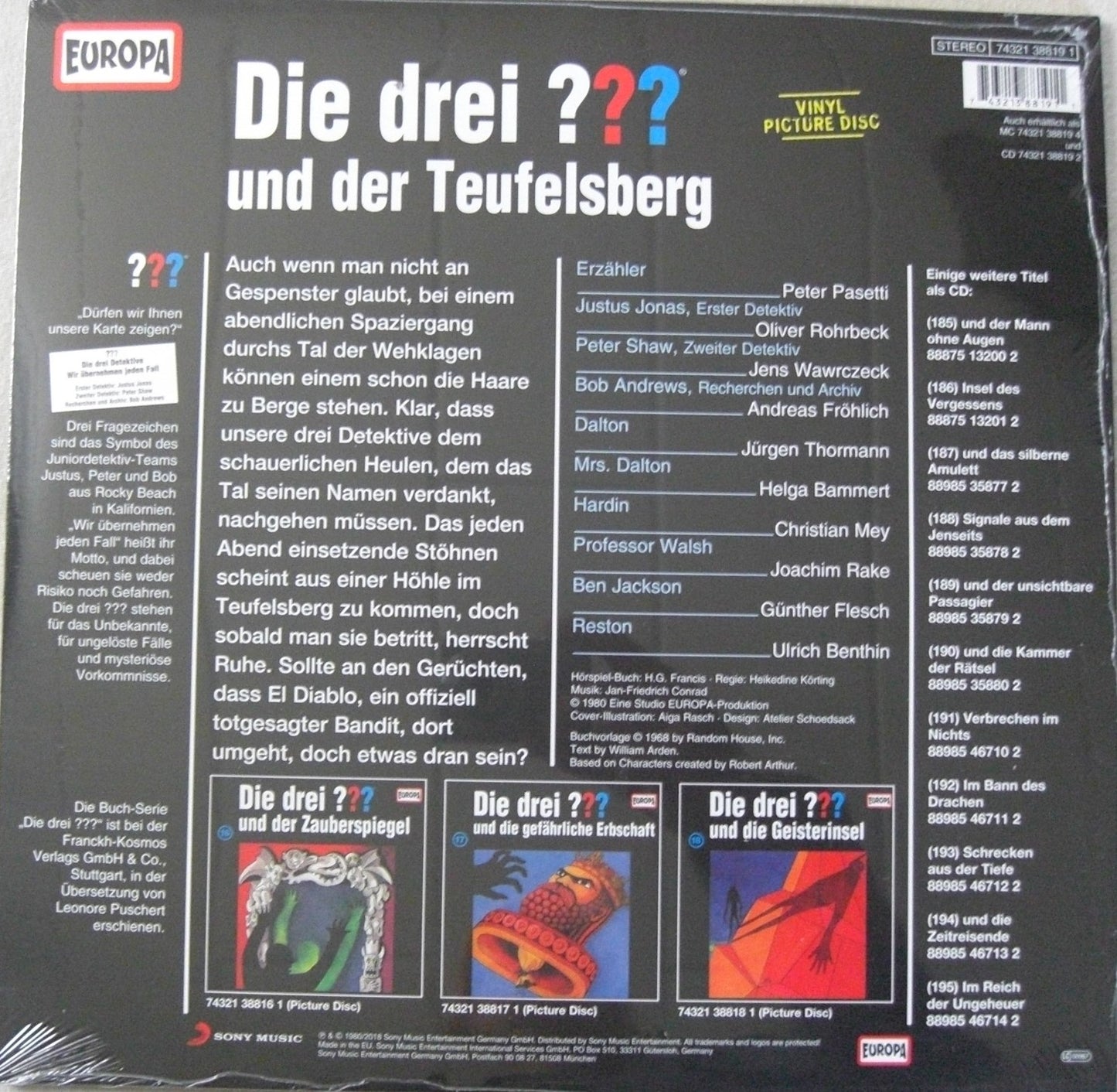 William Arden – Die Drei ??? 19 - Und Der Teufelsberg Vinyl, LP, Picture Disc