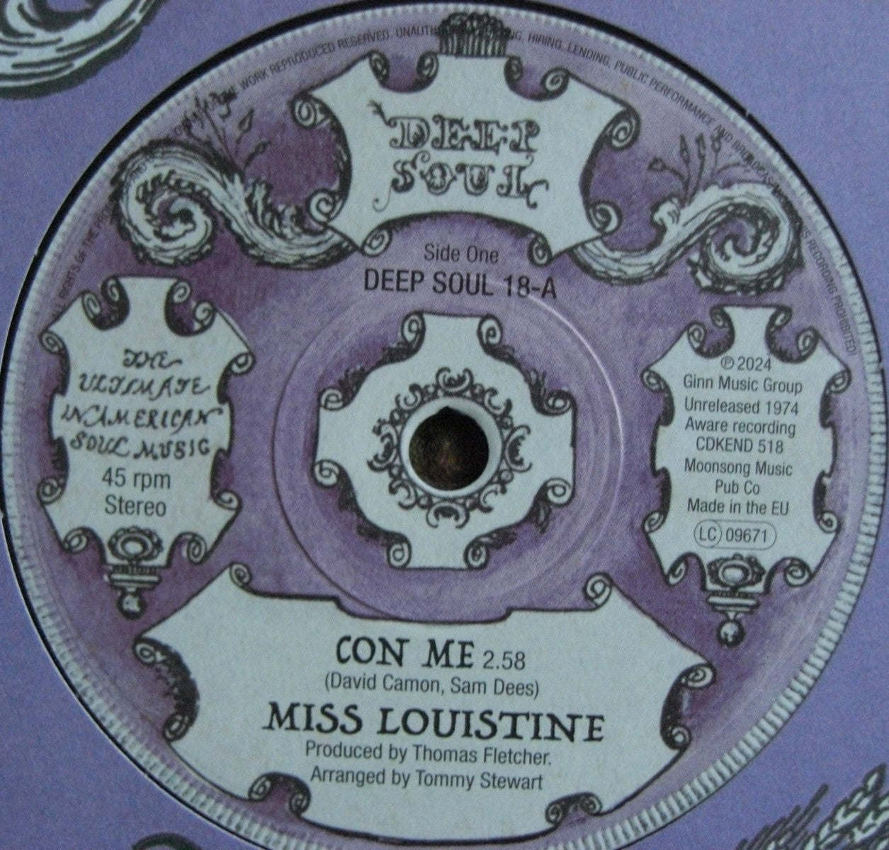 Miss Louistine / Sam Dees – Con Me Vinyl, 7"