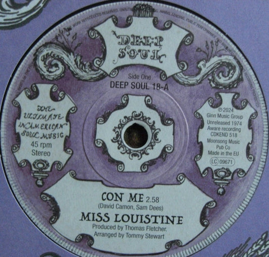 Miss Louistine / Sam Dees – Con Me Vinyl, 7"