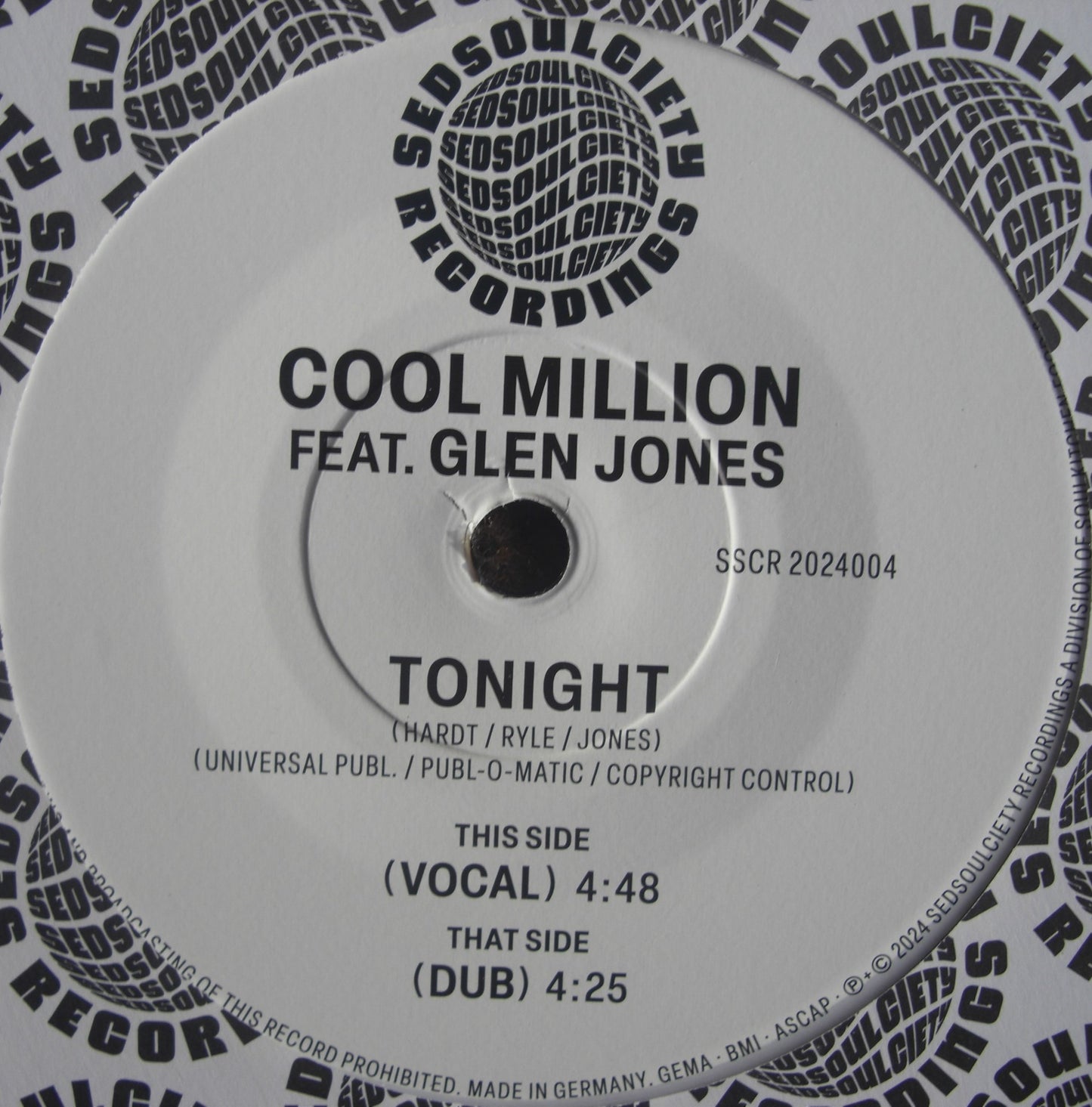 Cool Million Feat. Glenn Jones – Tonight Vinyl, 7"